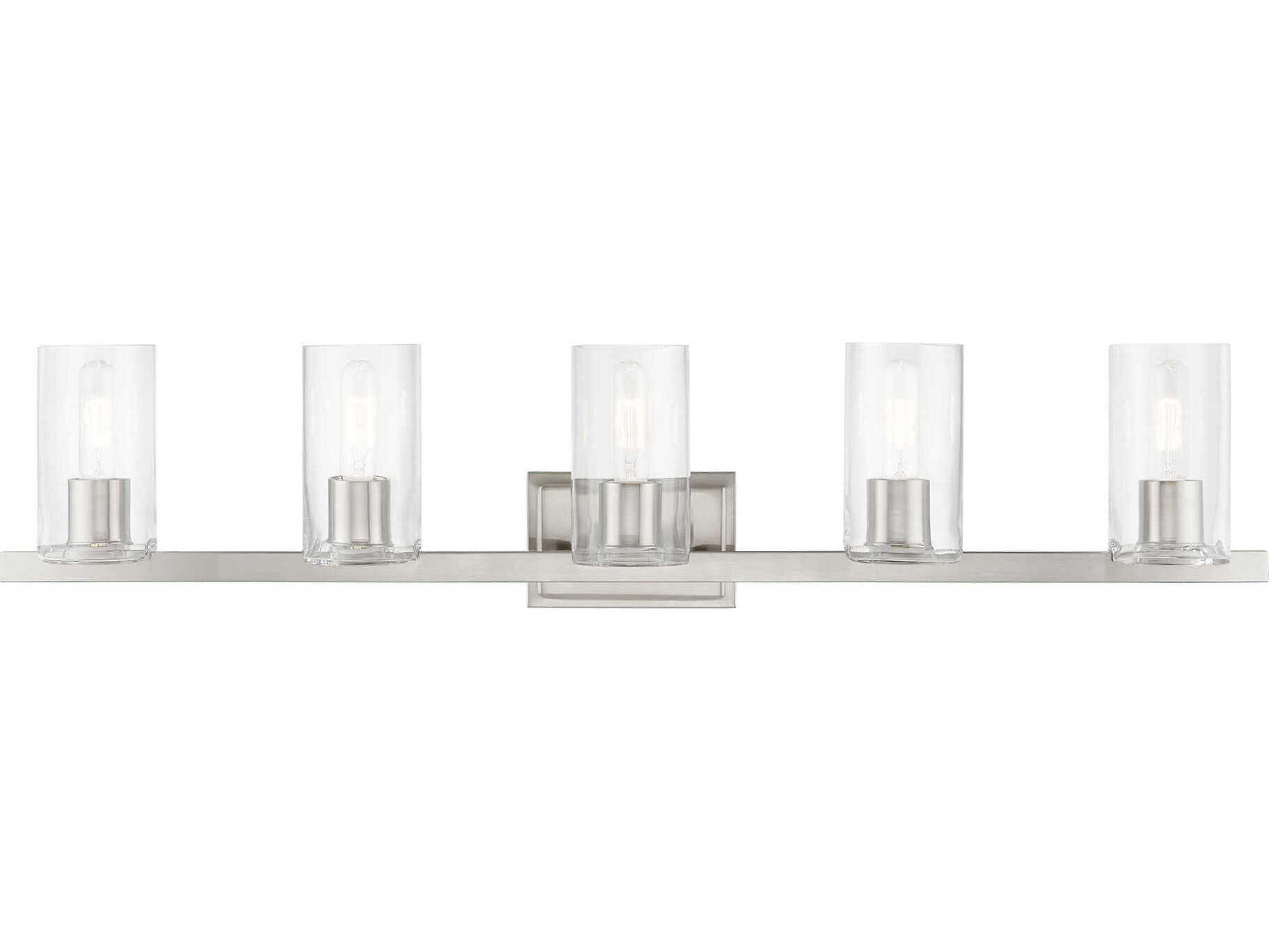 Livex Lighting Clarion 5-Light Brushed Nickel Glass Vanity Light