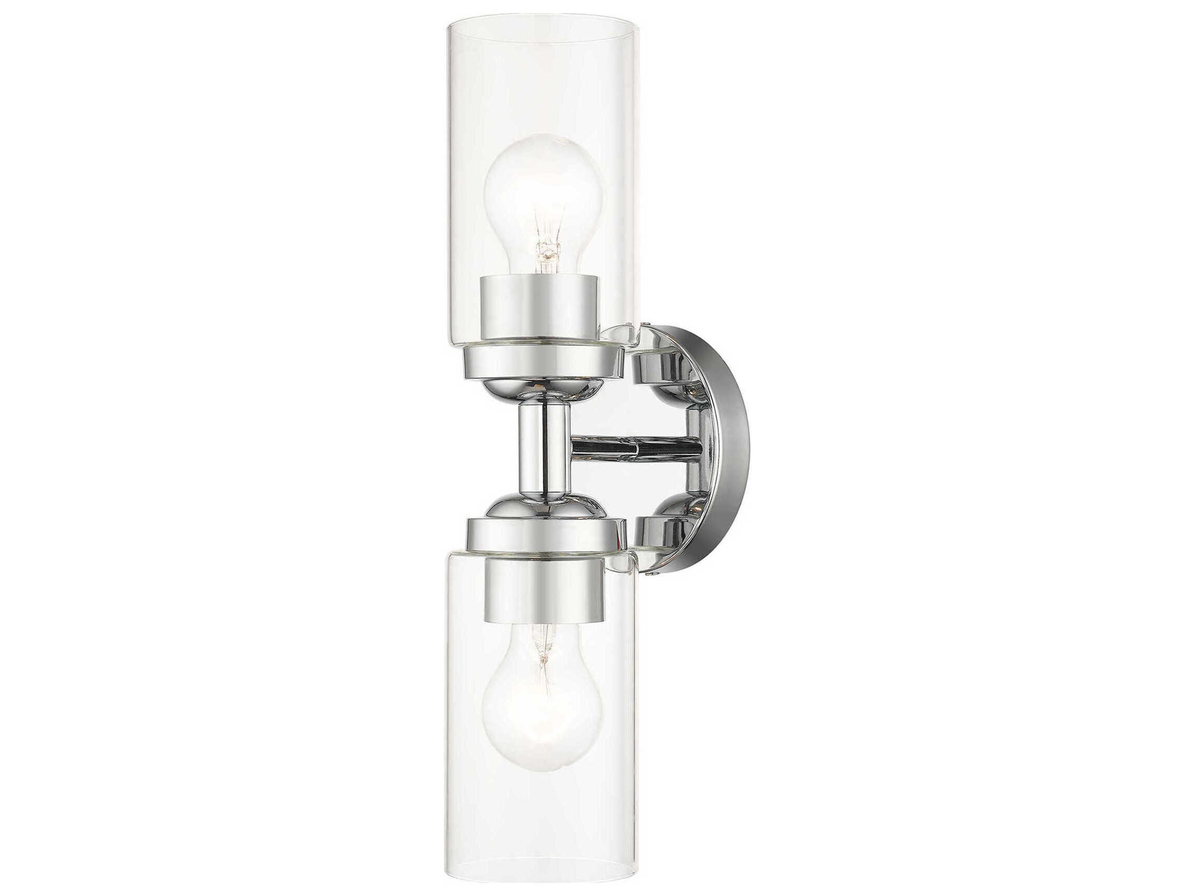 Livex Lighting Whittier 2-Light Polished Chrome Glass Vanity Light