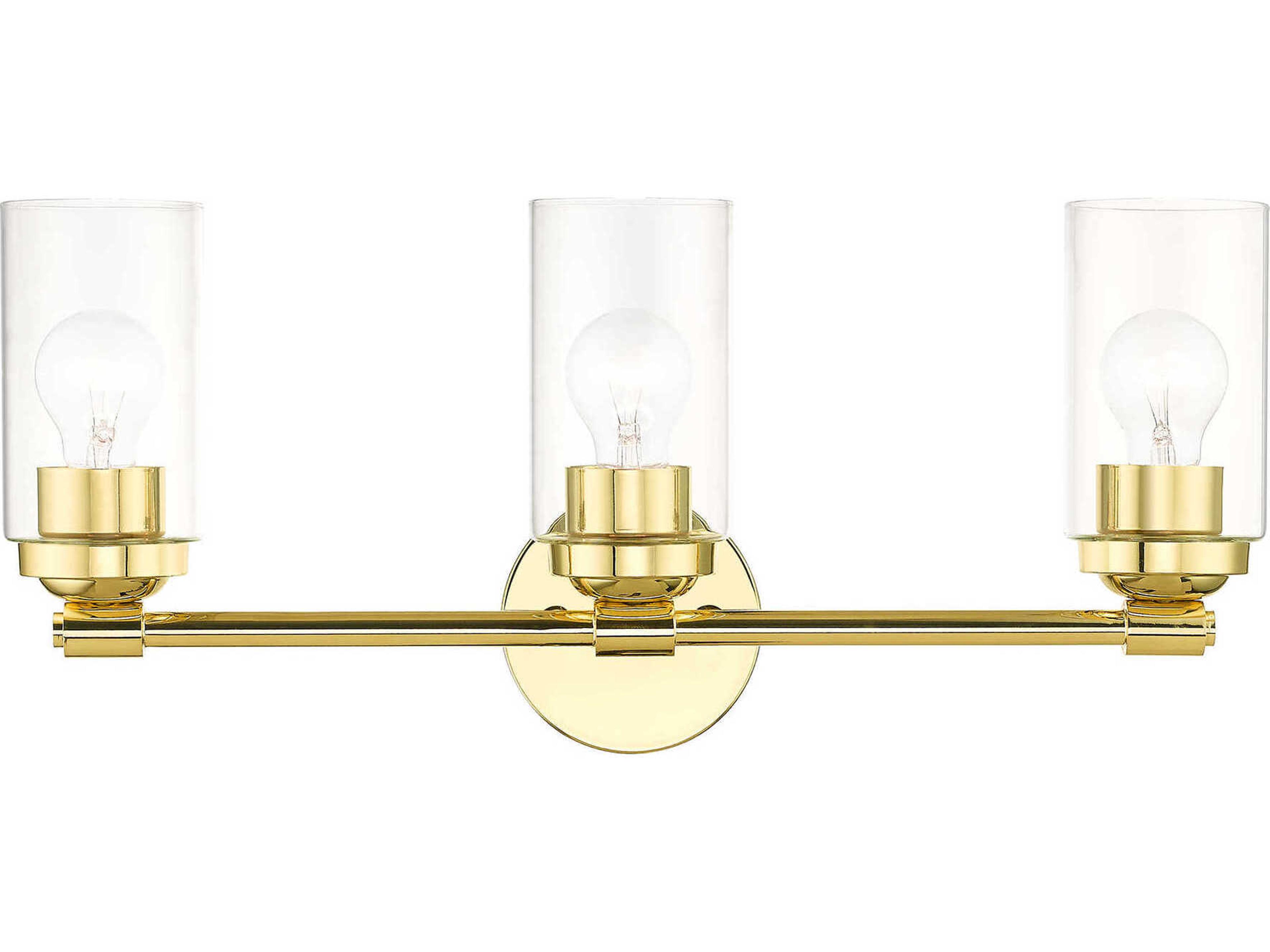 Livex Lighting Whittier 3-Light Polished Brass Glass Vanity Light
