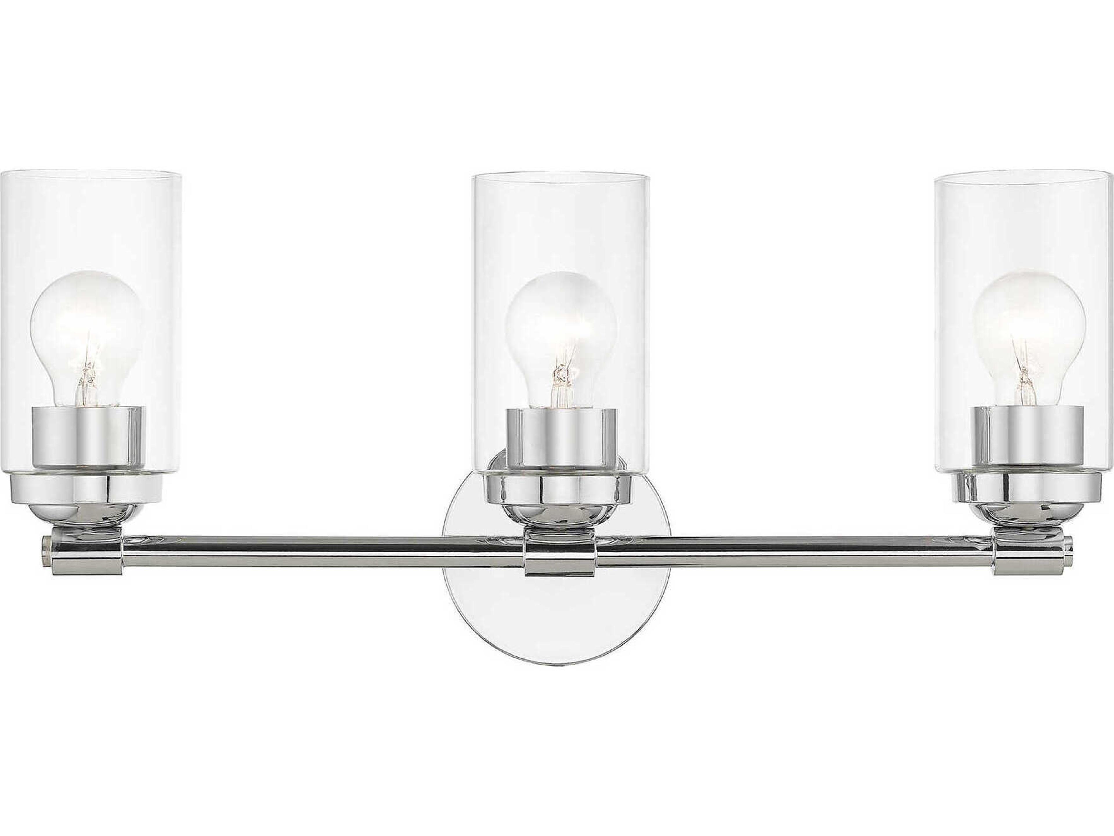Livex Lighting Whittier 3-Light Polished Chrome Glass Vanity Light