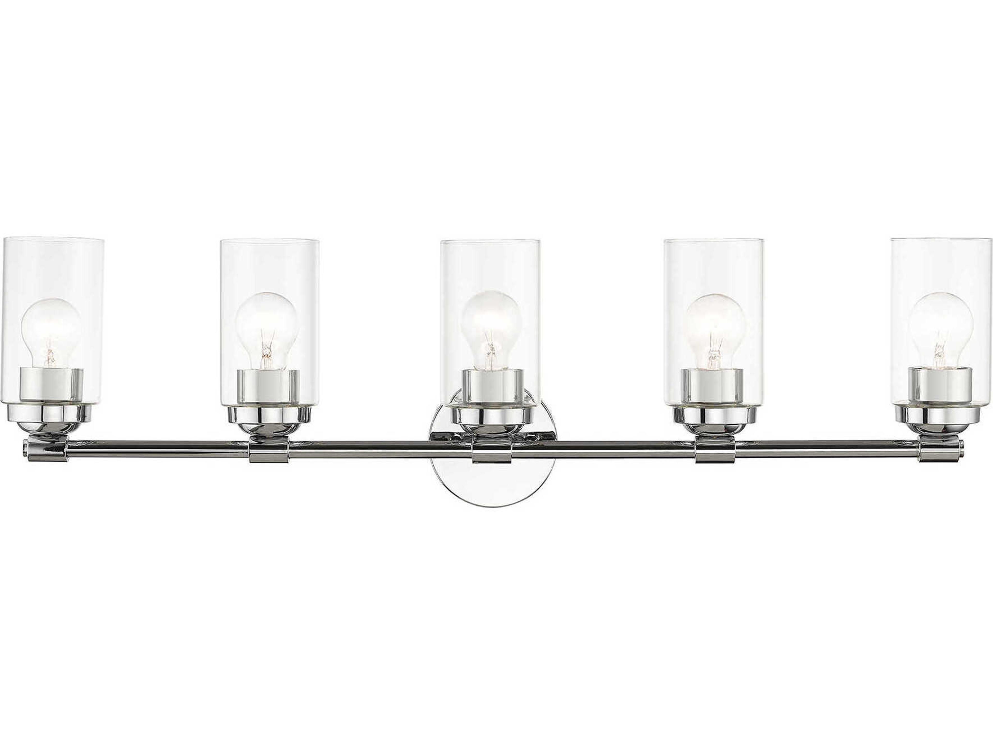 Livex Lighting Whittier 5-Light Polished Chrome Glass Vanity Light