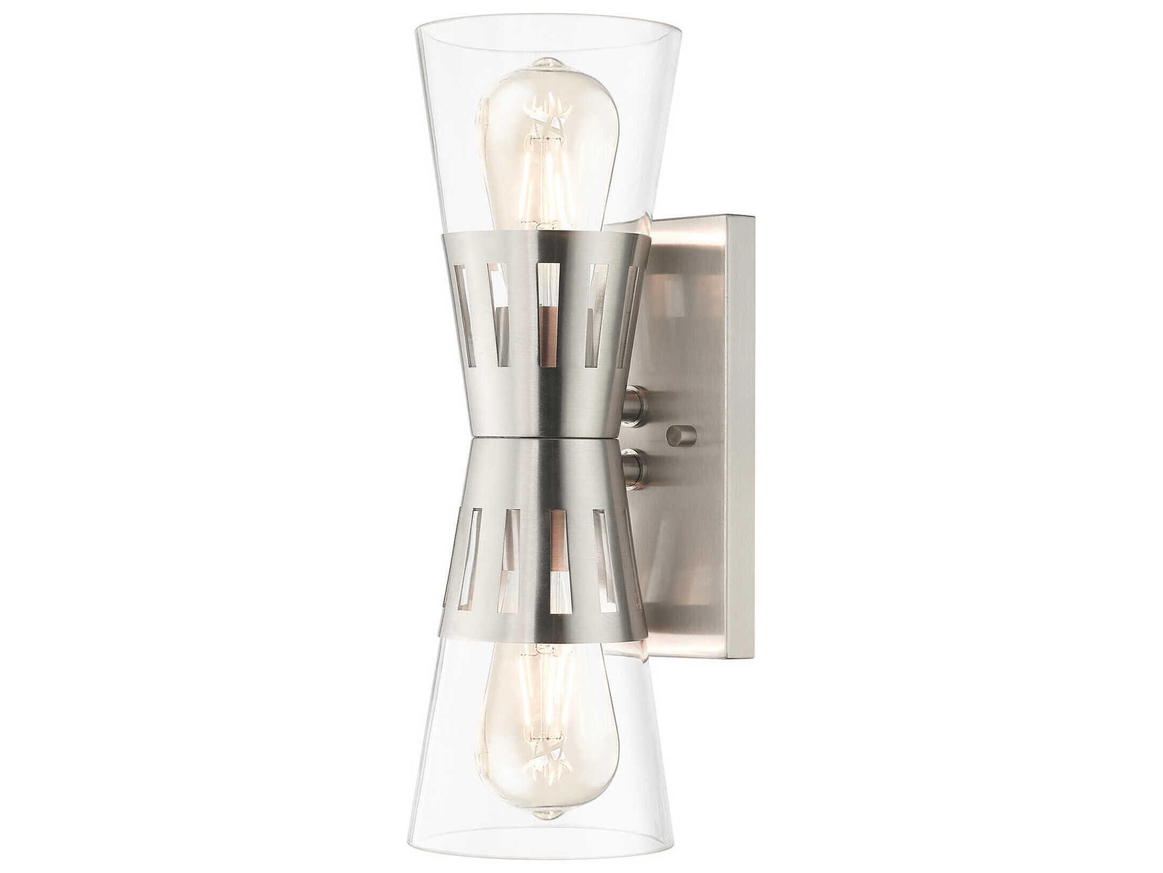 Livex Lighting Bennington 2-Light Brushed Nickel Glass Wall Sconce