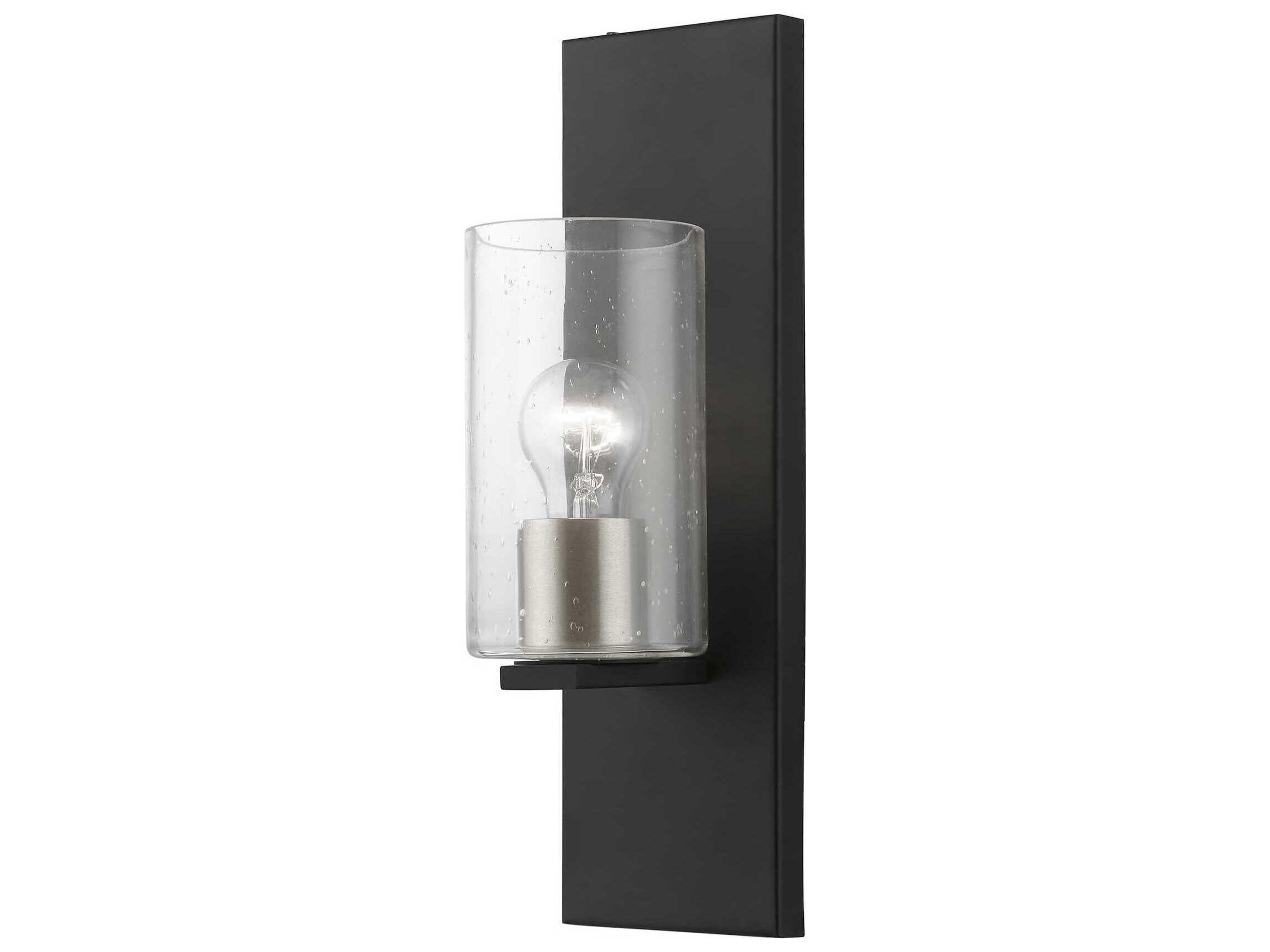 Livex Lighting Zurich 1-Light Black Brushed Nickel Glass Wall Sconce