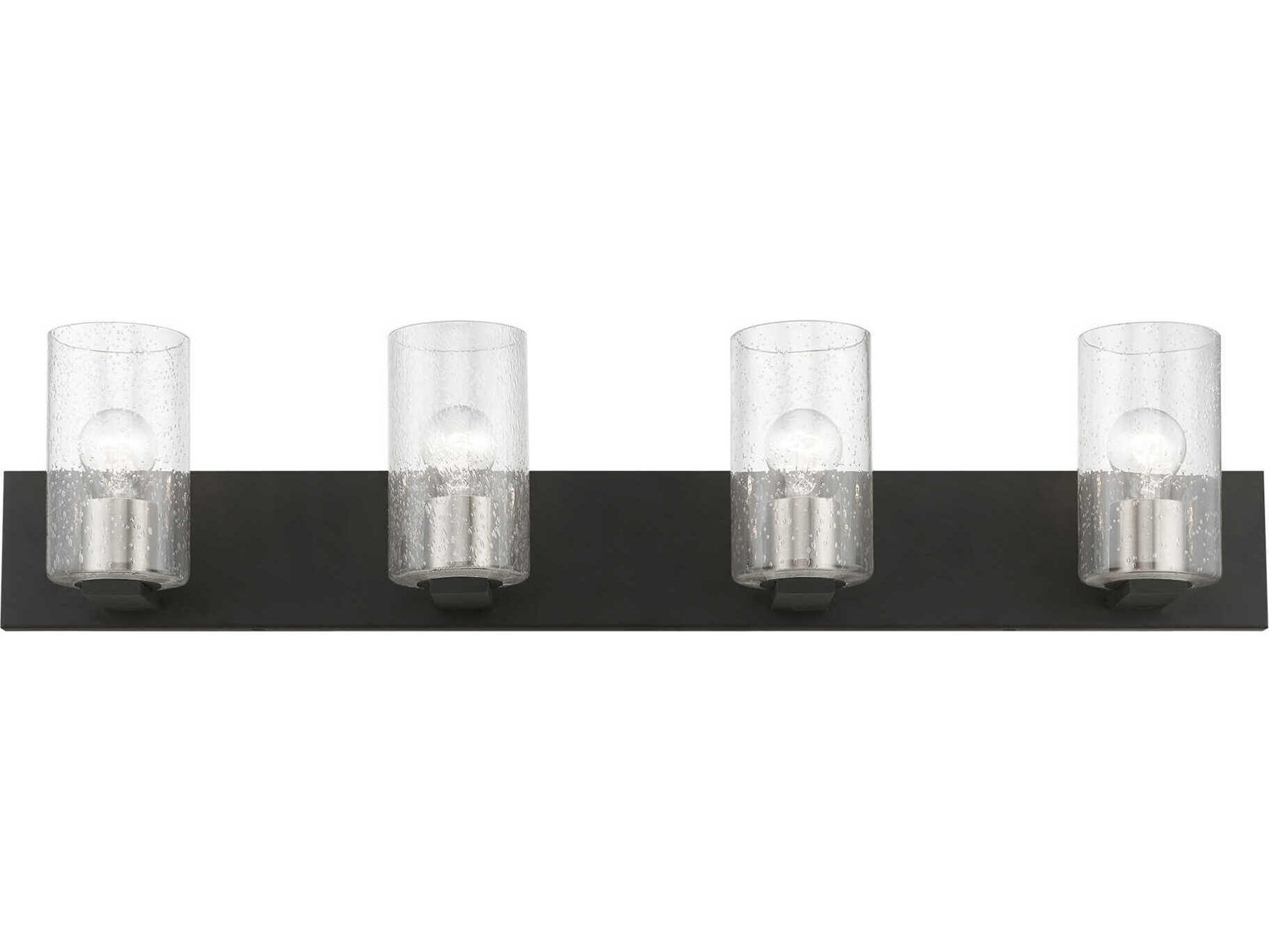 Livex Lighting Zurich 4-Light Black Brushed Nickel Glass Vanity Light