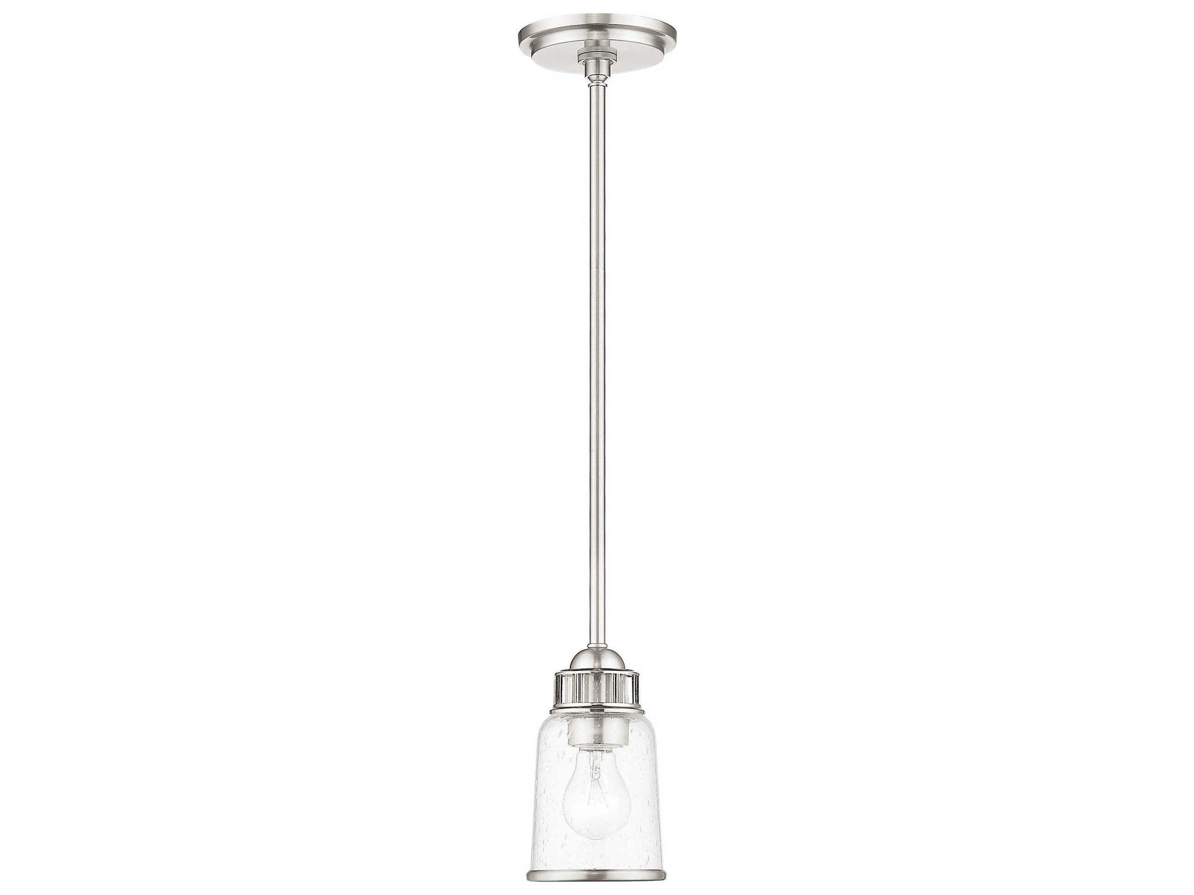 Livex Lighting Lawrenceville 1-Light Brushed Nickel Clear Glass Bell Mini Pendant