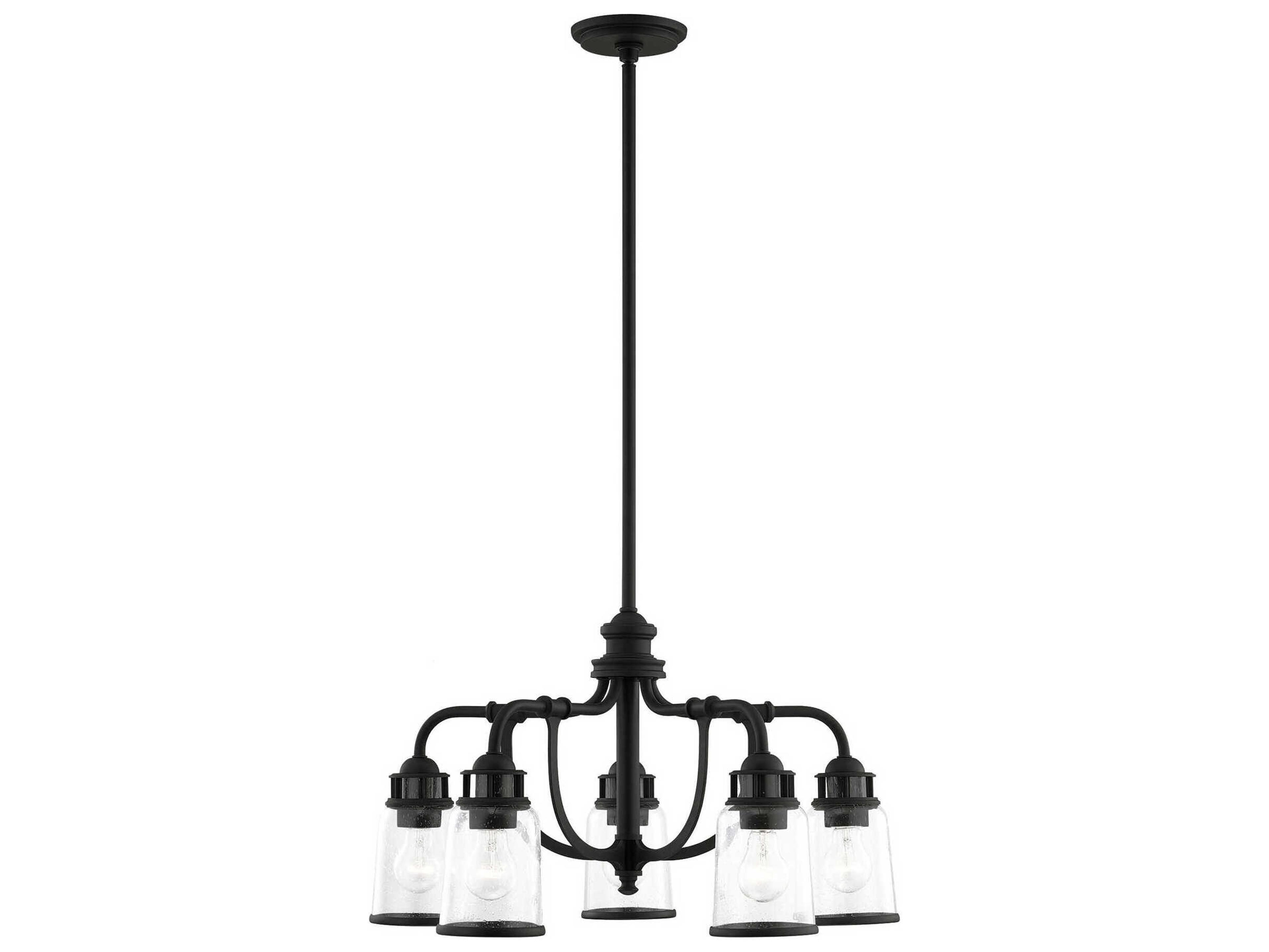 Livex Lighting Lawrenceville 5-Light Black Clear Glass Bell Chandelier