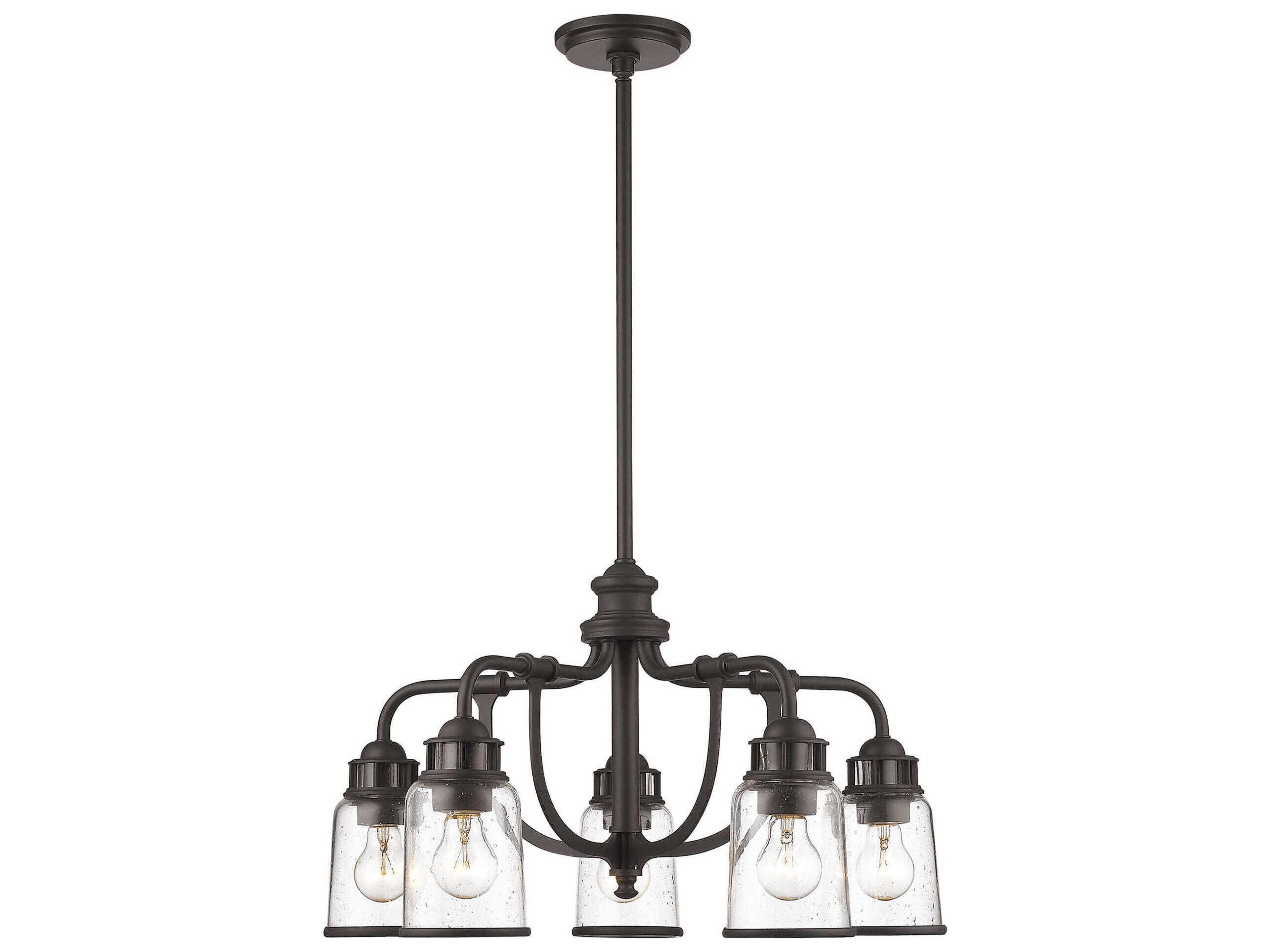 Livex Lighting Lawrenceville 5-Light Bronze Clear Glass Bell Chandelier