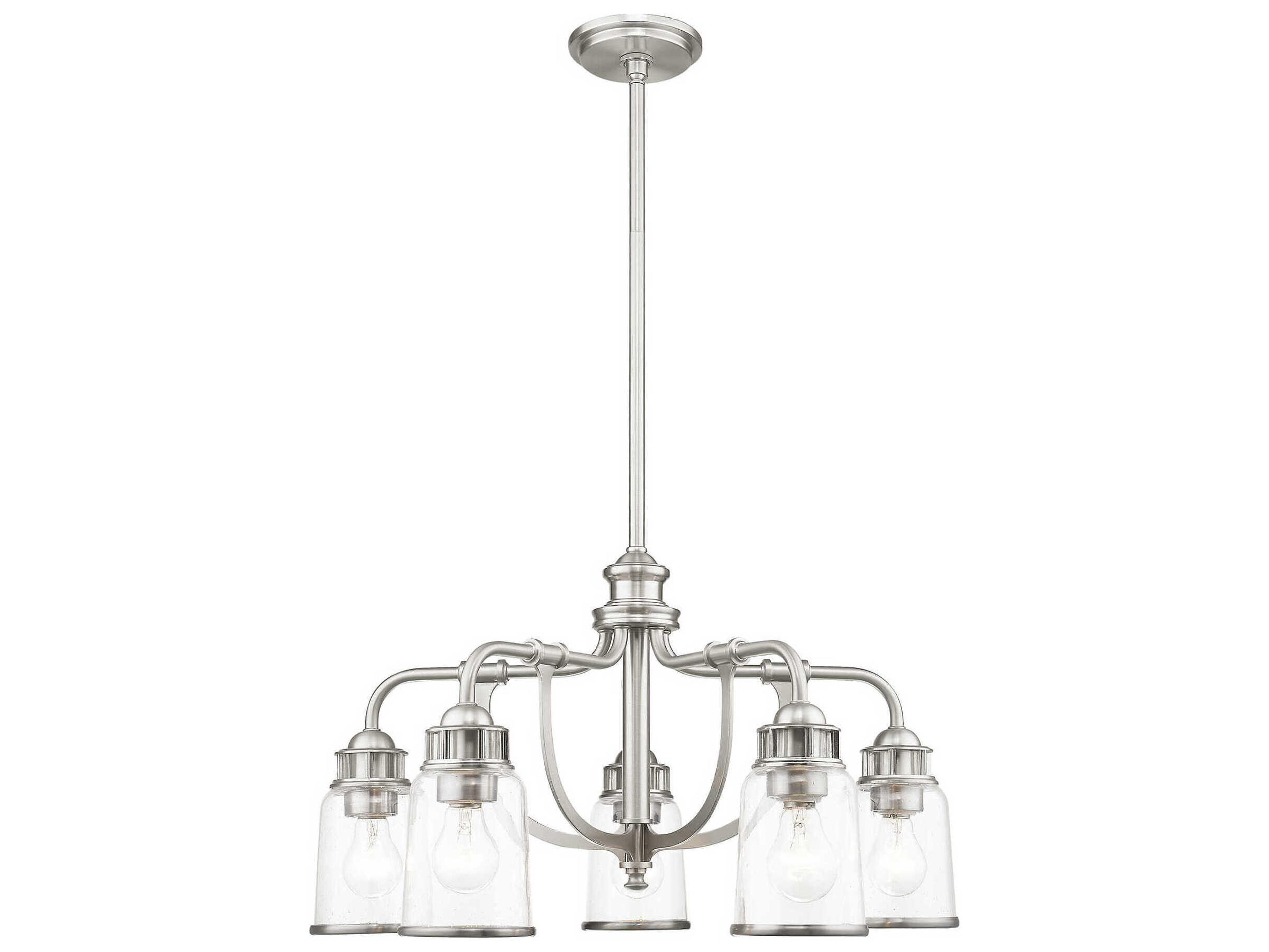 Livex Lighting Lawrenceville 5-Light Brushed Nickel Clear Glass Bell Chandelier