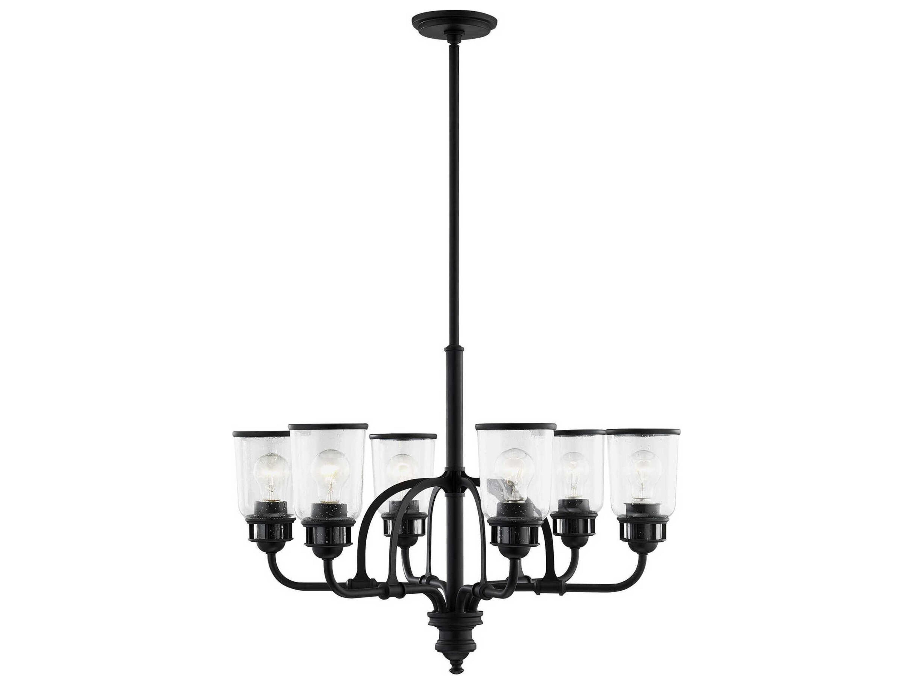 Livex Lighting Lawrenceville 6-Light Black Clear Glass Bell Chandelier