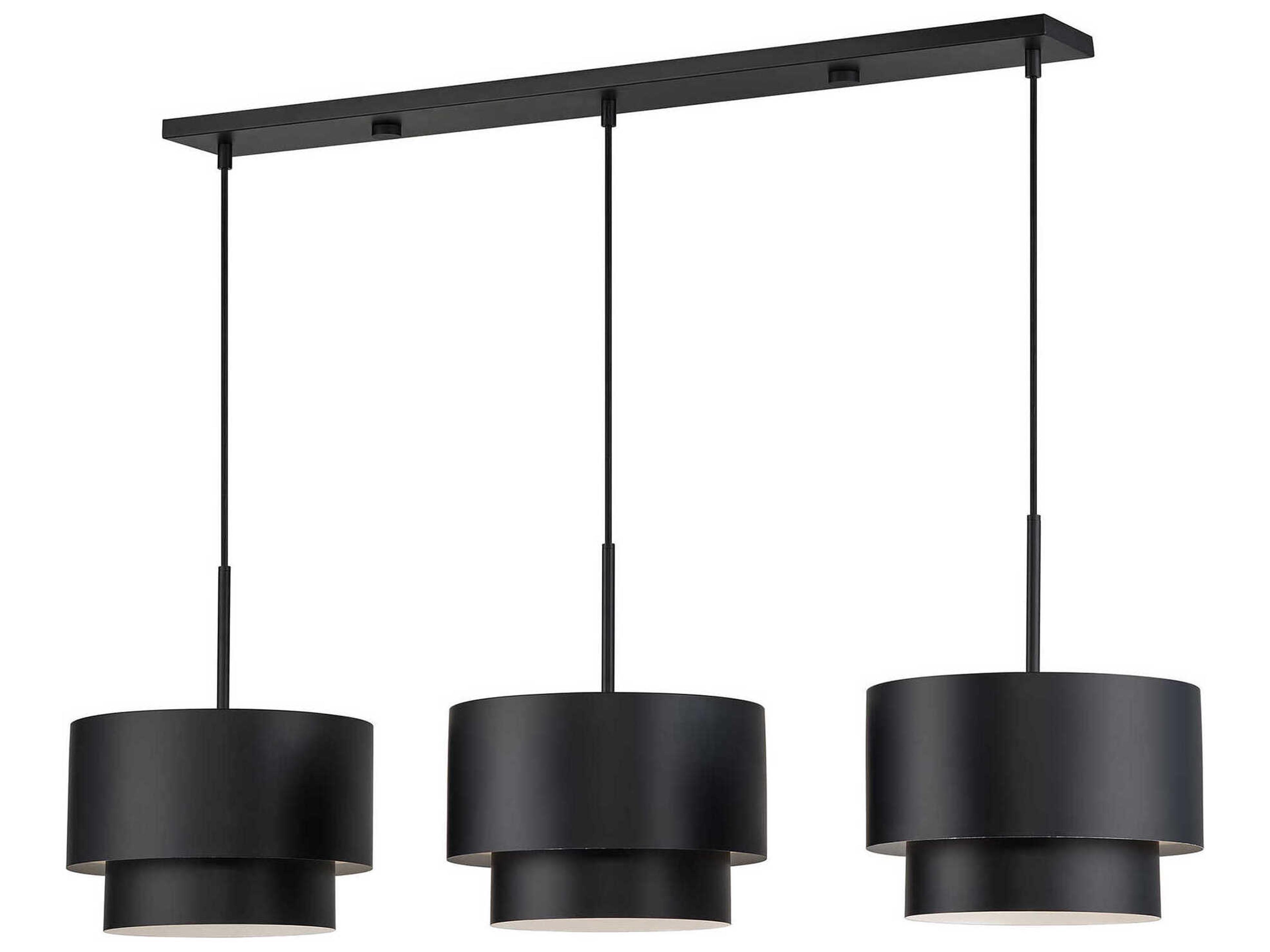 Livex Lighting Zolana 3-Light Black Drum Island Pendant