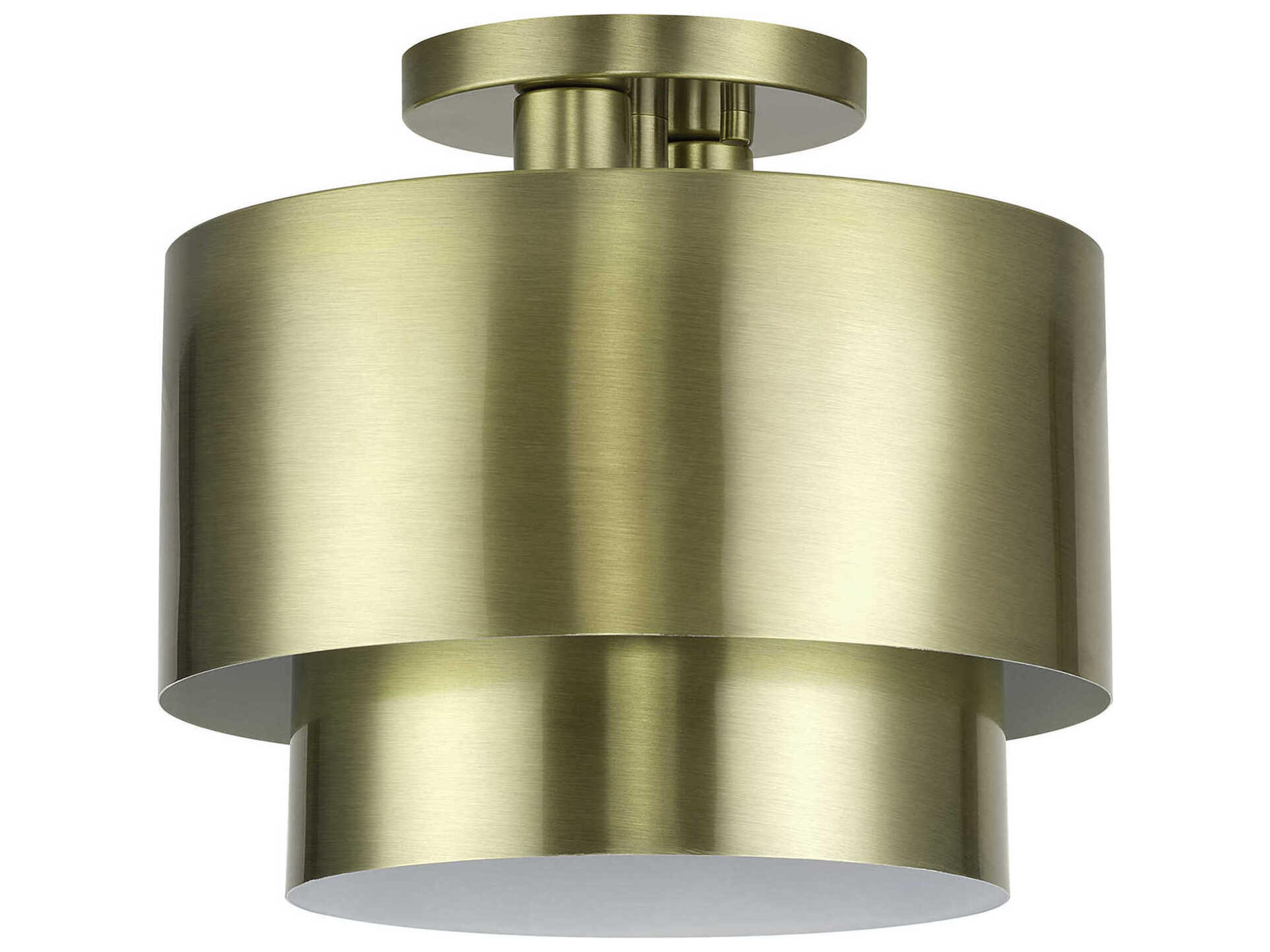 Livex Lighting Zolana 2-Light Antique Brass Drum Semi Flush Mount