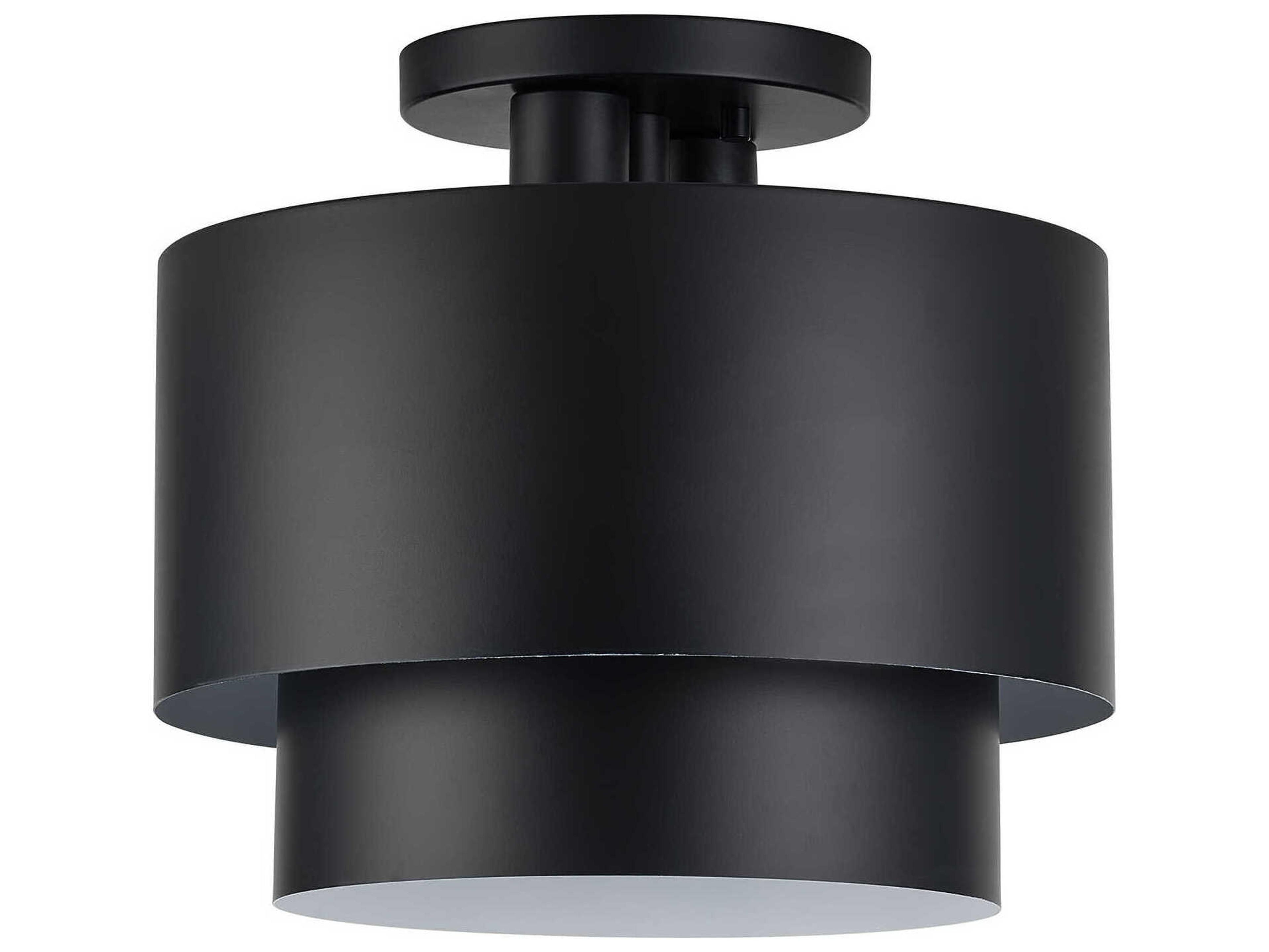 Livex Lighting Zolana 2-Light Black Drum Semi Flush Mount