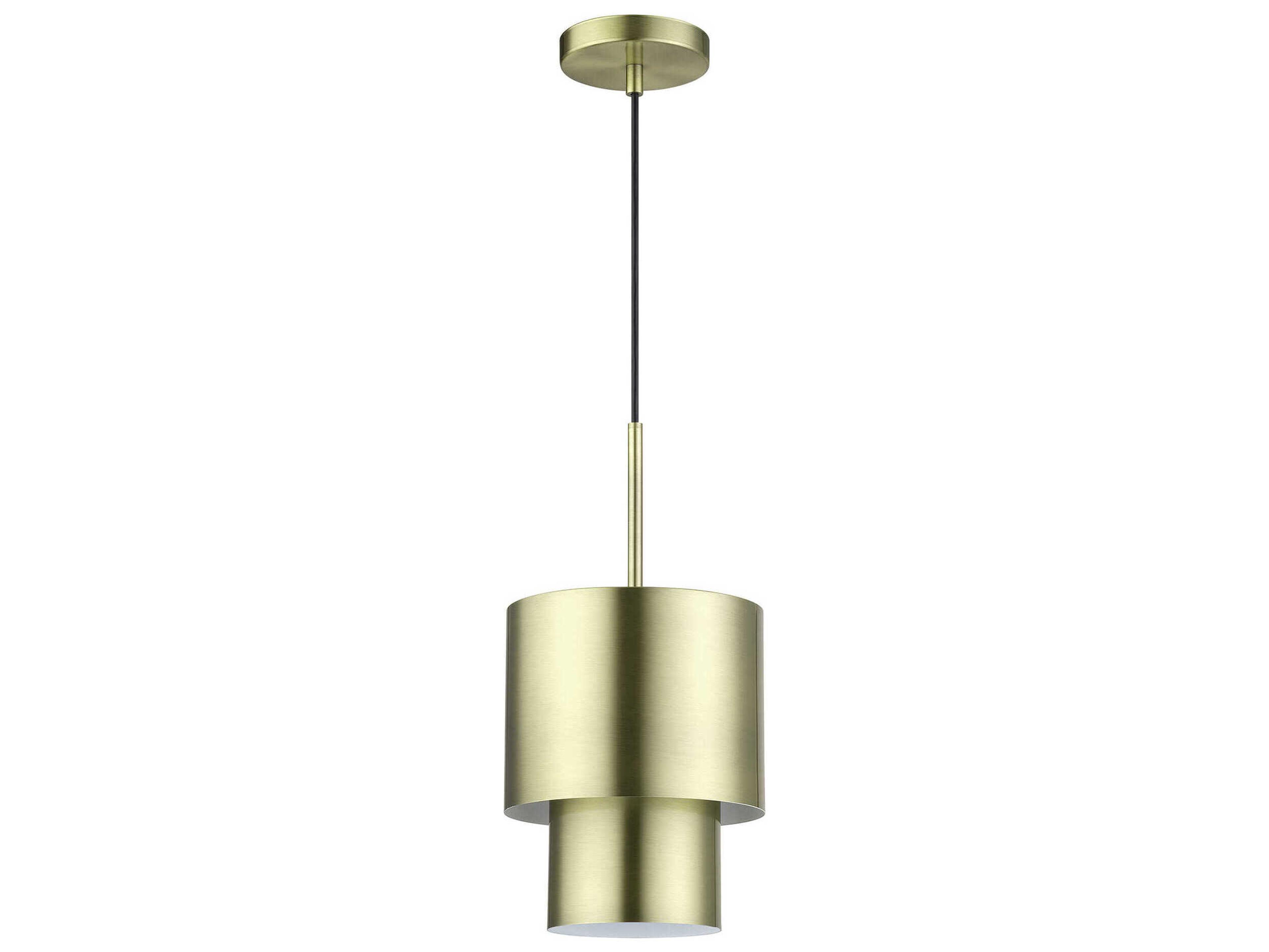 Livex Lighting Zolana 1-Light Antique Brass Drum Mini Pendant