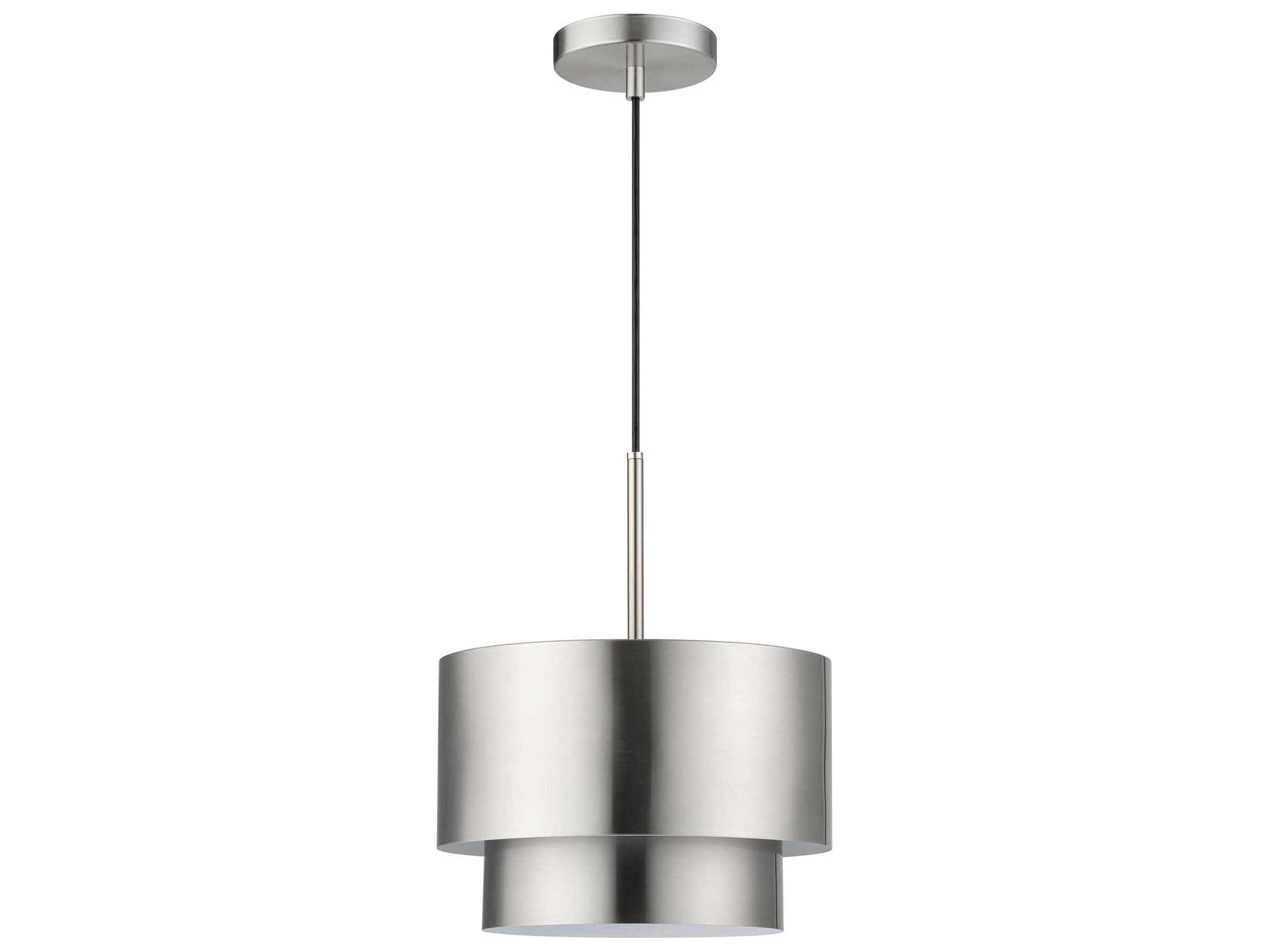 Livex Lighting Zolana 1-Light Brushed Nickel Drum Mini Pendant