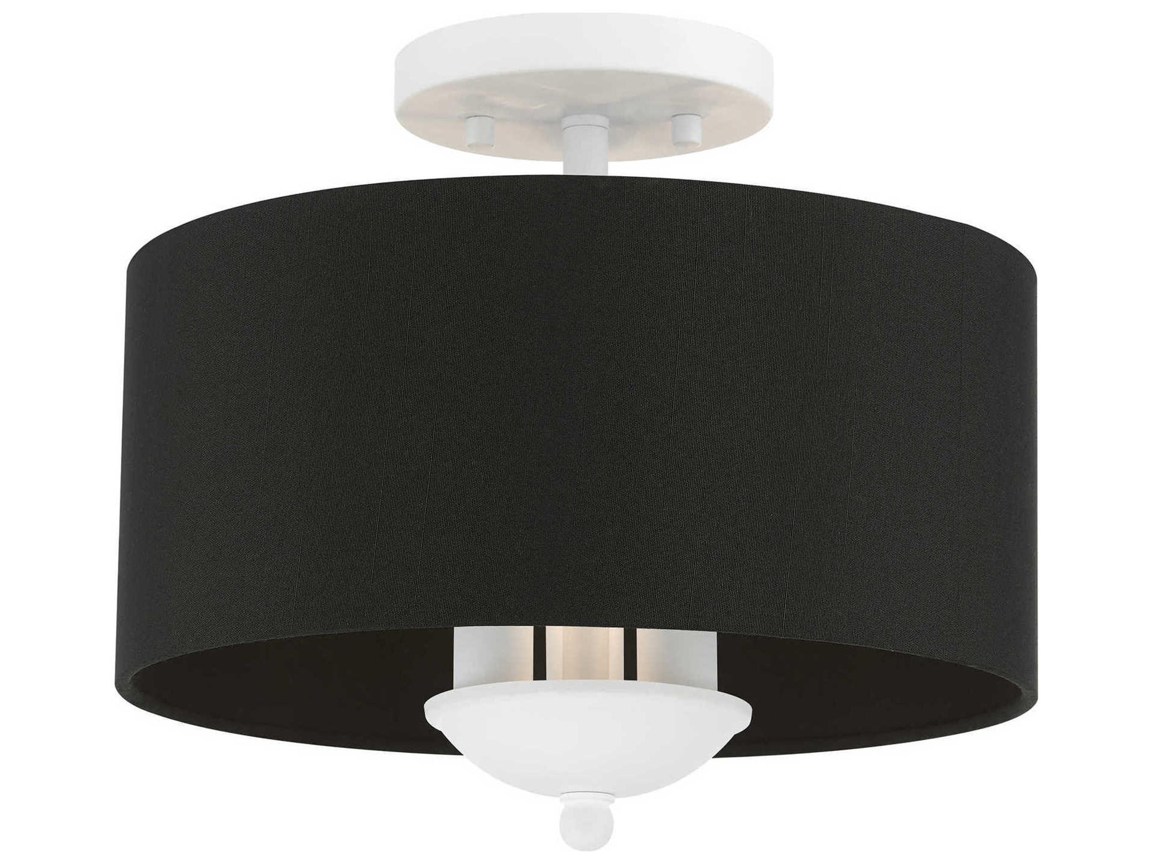 Livex Lighting Huntington 3-Light White Drum Semi Flush Mount
