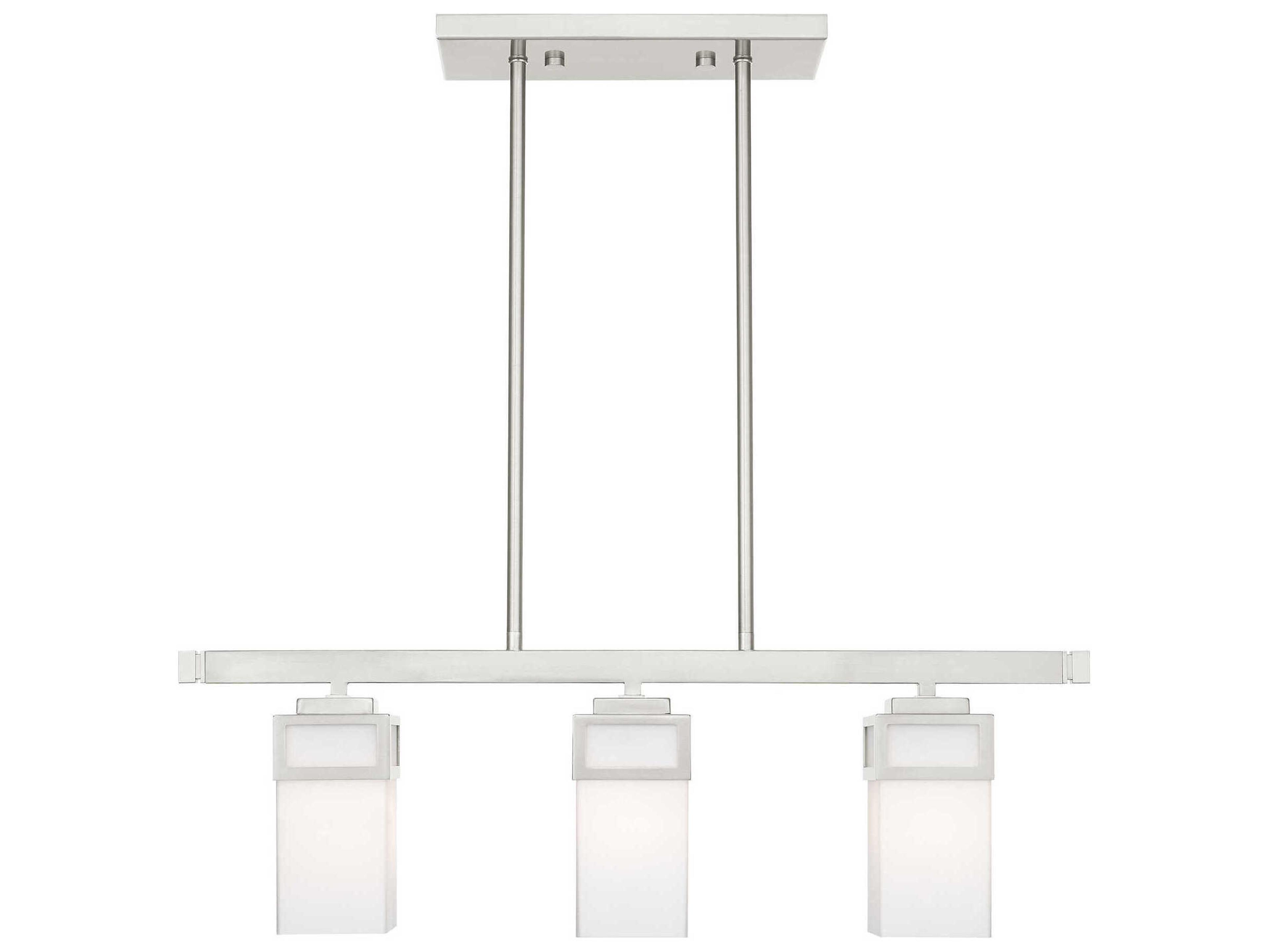 Livex Lighting Harding 3-Light Brushed Nickel Glass Island Pendant