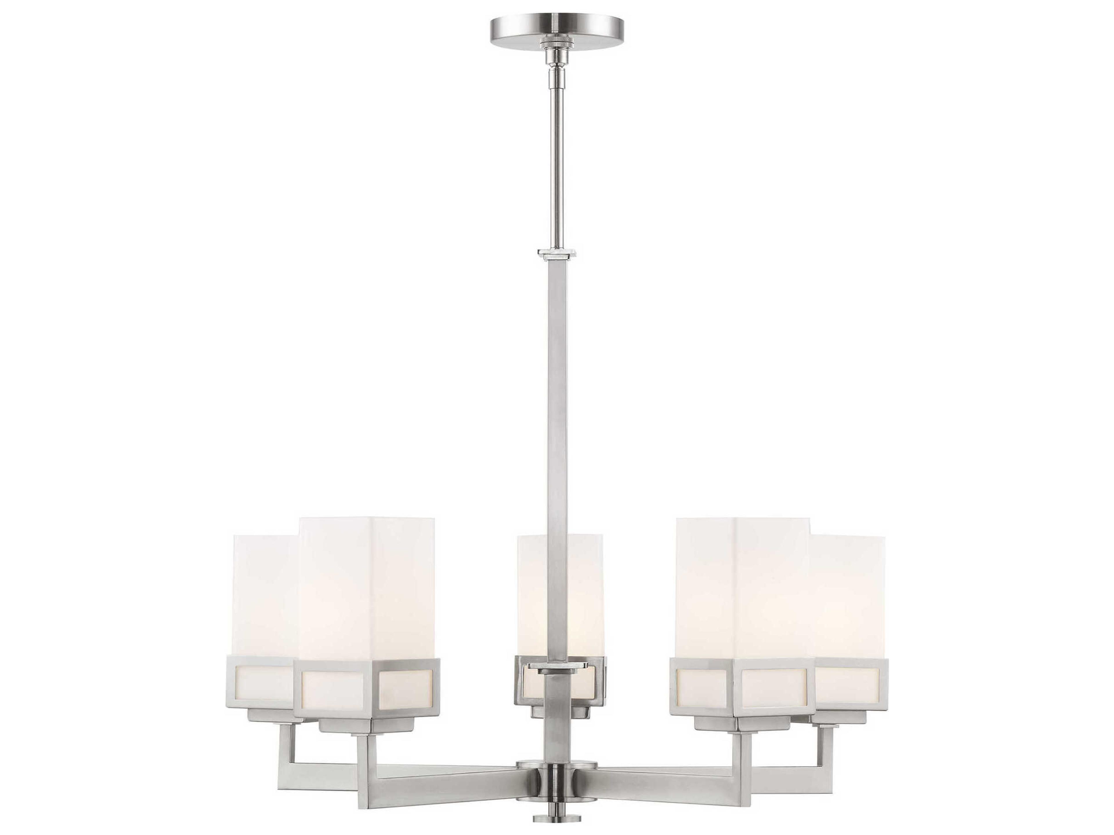 Livex Lighting Harding 5-Light Brushed Nickel Glass Cylinder Chandelier