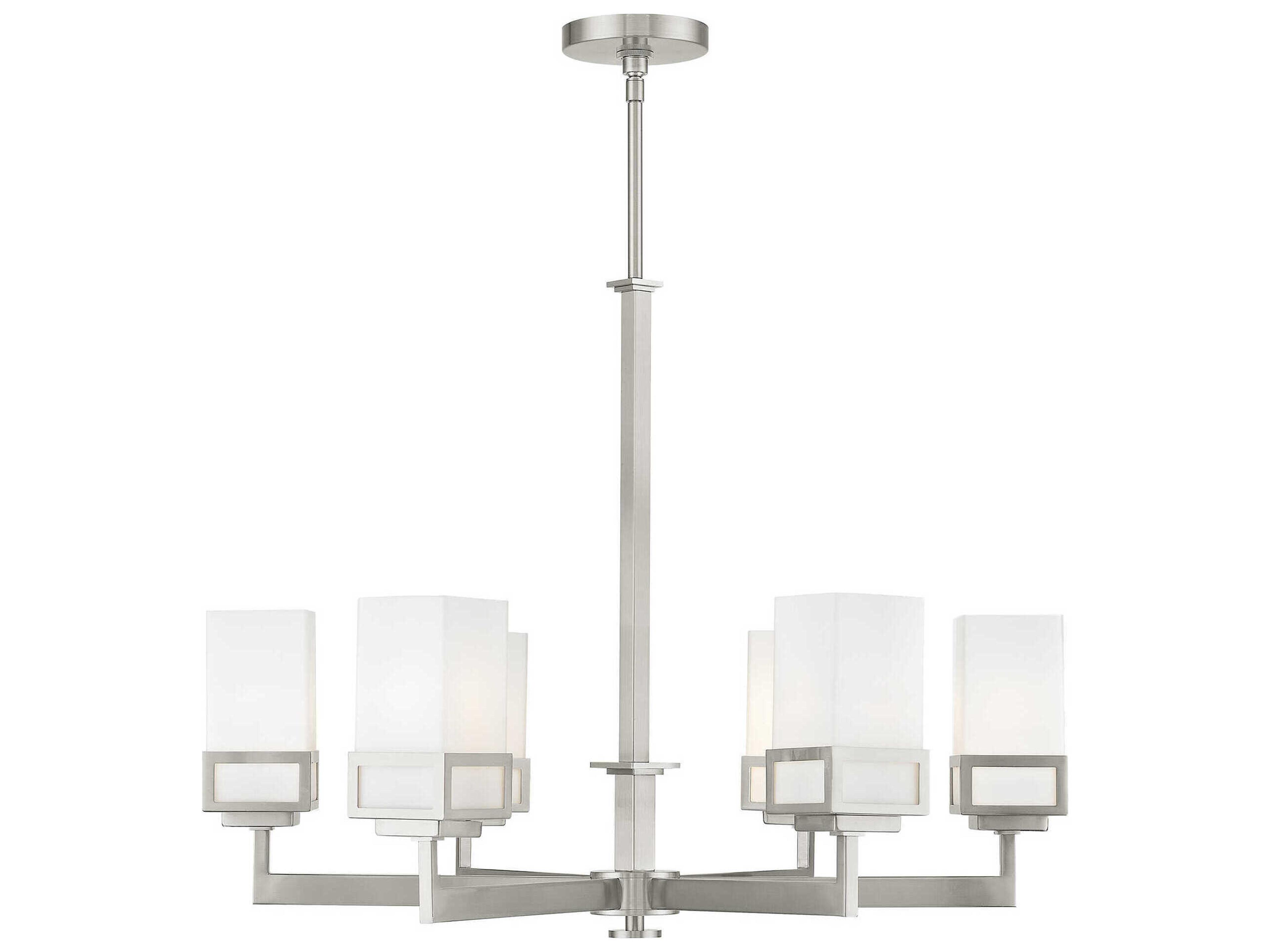 Livex Lighting Harding 6-Light Brushed Nickel Glass Cylinder Chandelier