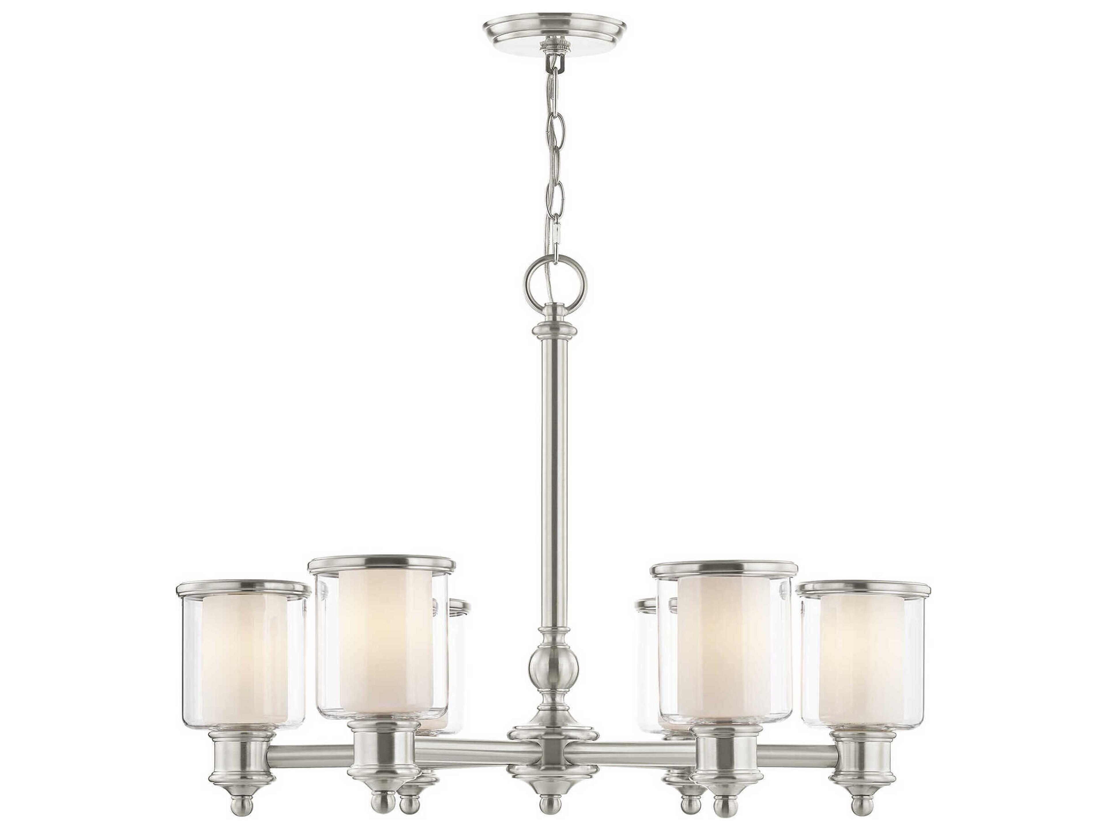 Livex Lighting Middlebush 6-Light Brushed Nickel Glass Cylinder Chandelier