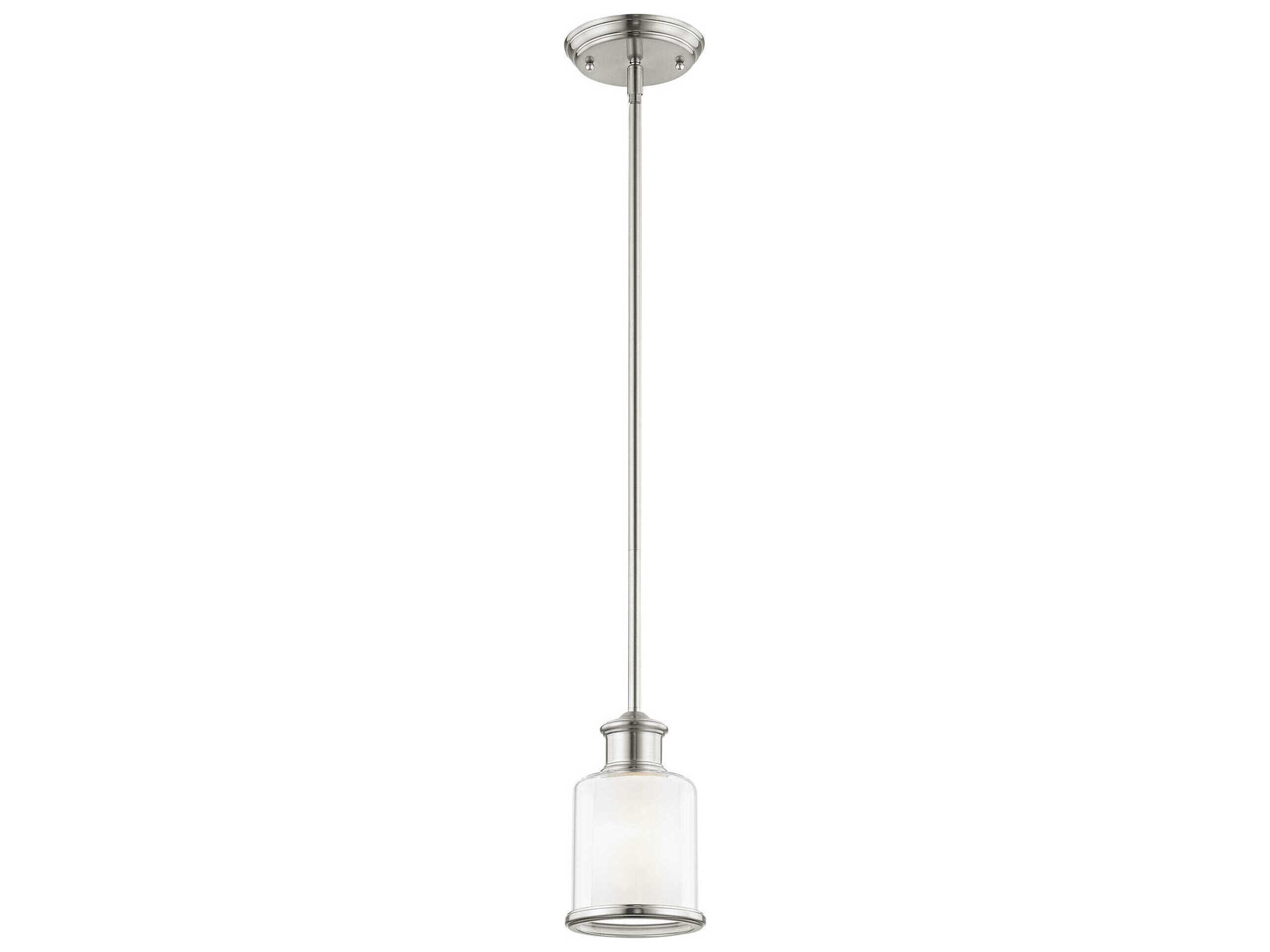Livex Lighting Middlebush 1-Light Brushed Nickel Glass Cylinder Mini Pendant