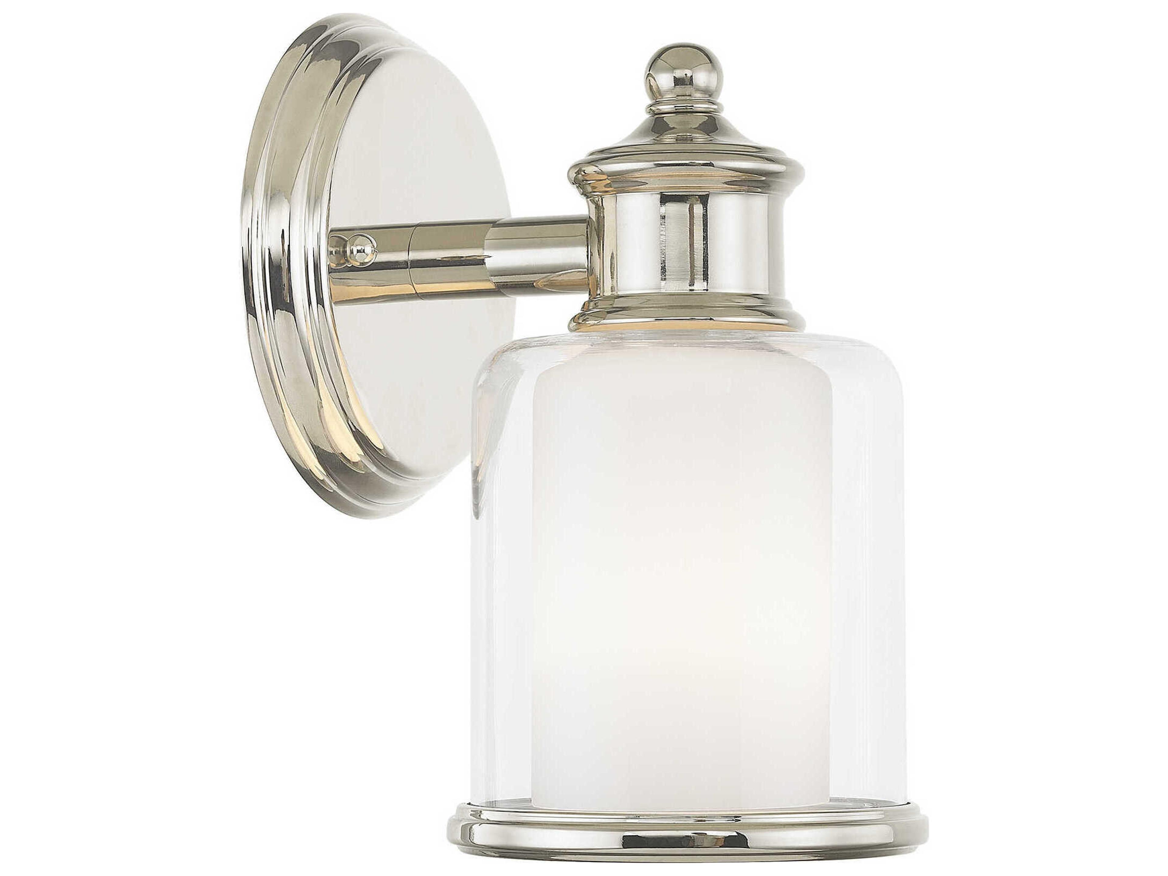 Livex Lighting Middlebush 1-Light Polished Nickel Glass Wall Sconce