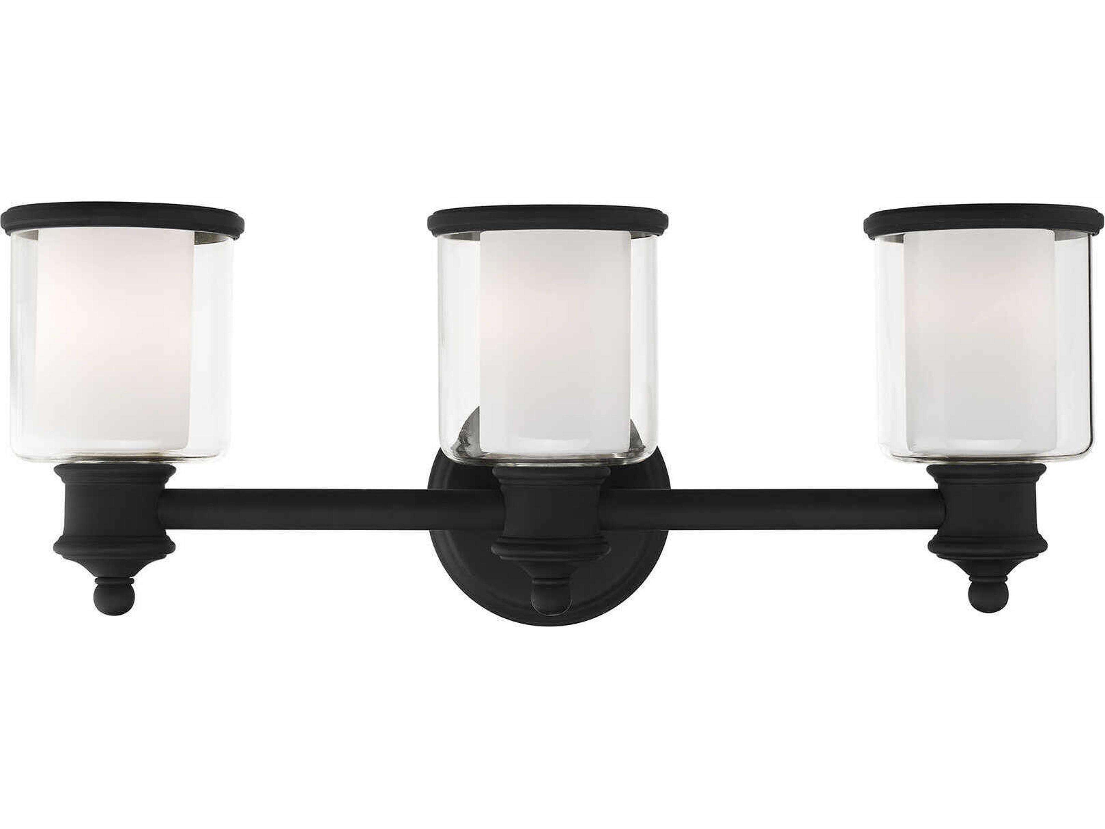 Livex Lighting Middlebush 3-Light Black Glass Vanity Light
