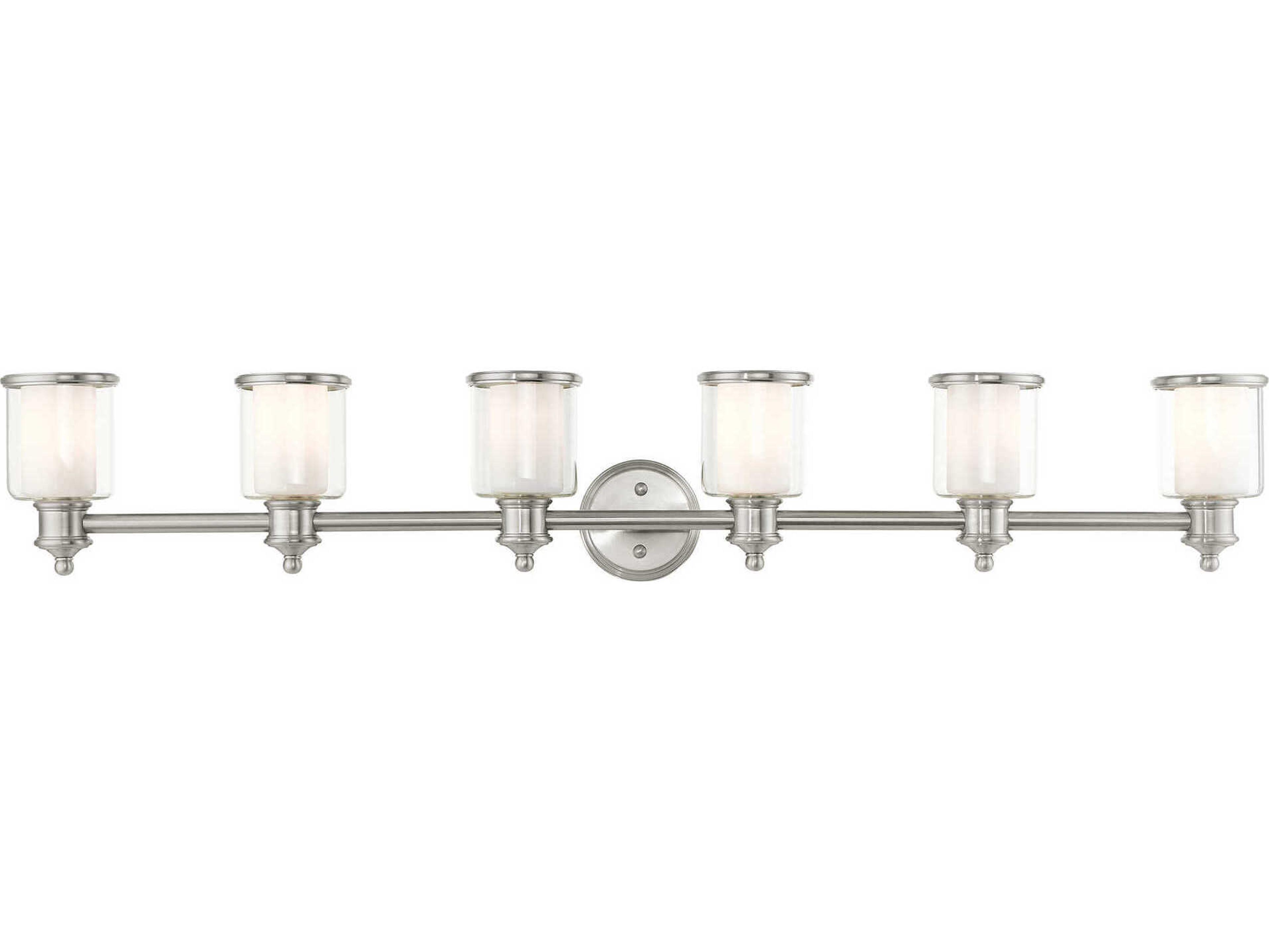 Livex Lighting Middlebush 6-Light Brushed Nickel Glass Vanity Light
