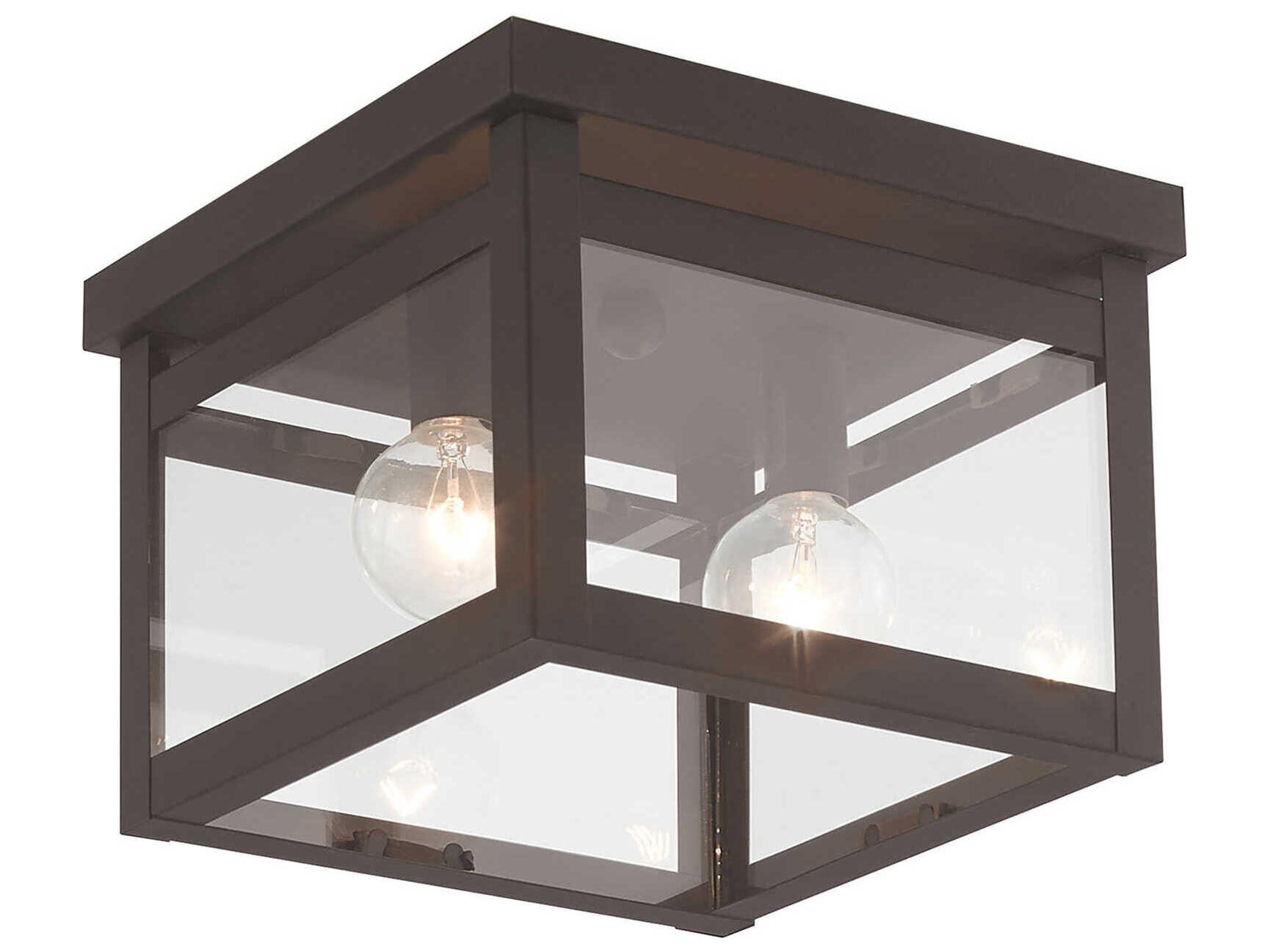 Livex Lighting Milford 2-Light Bronze Glass Flush Mount