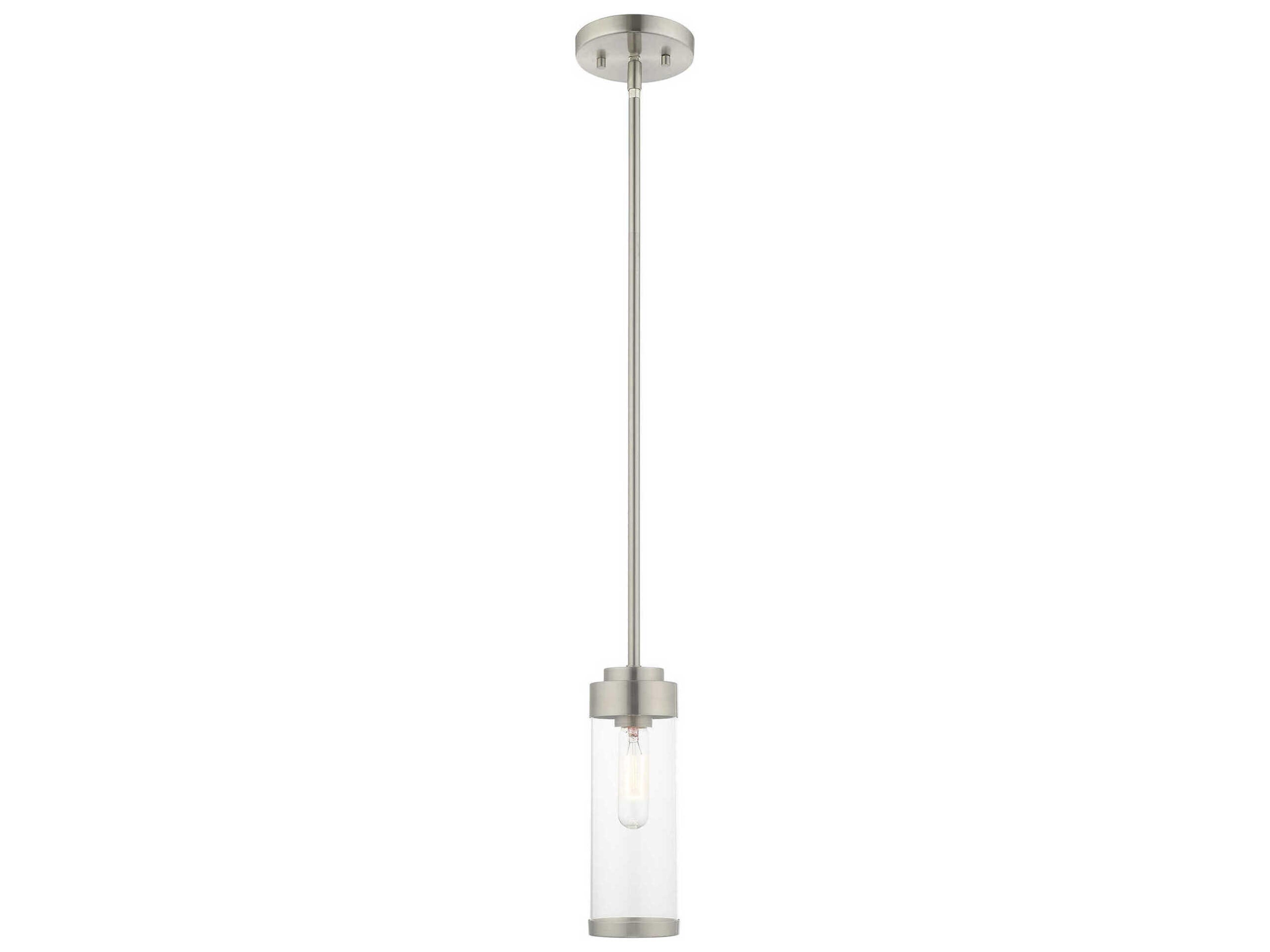 Livex Lighting Hillcrest 1-Light Brushed Nickel Glass Mini Pendant