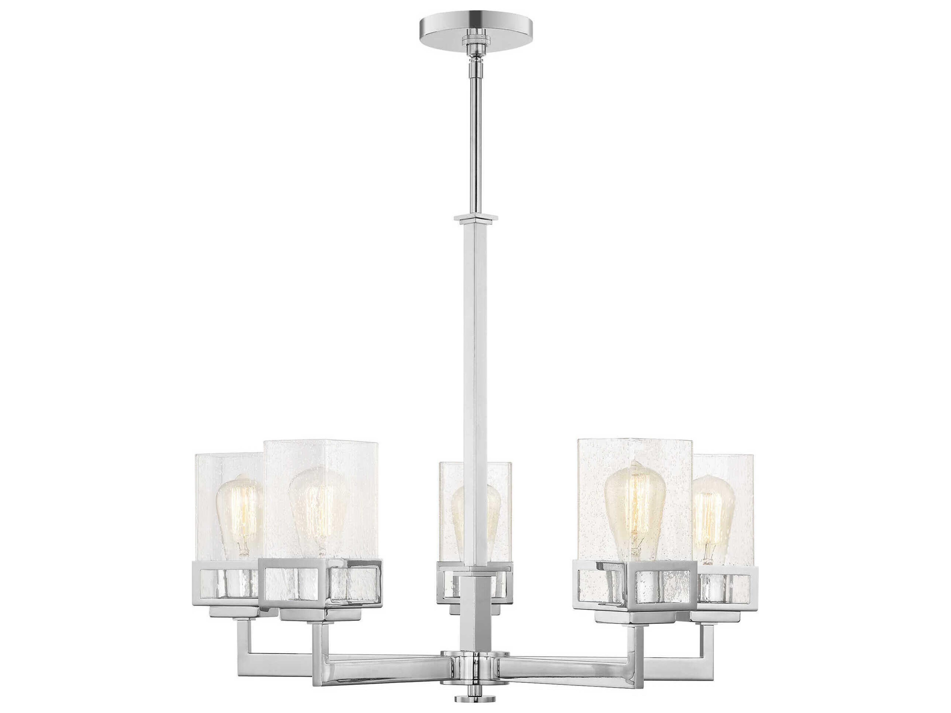 Livex Lighting Harding 5-Light Polished Chrome Glass Cylinder Chandelier