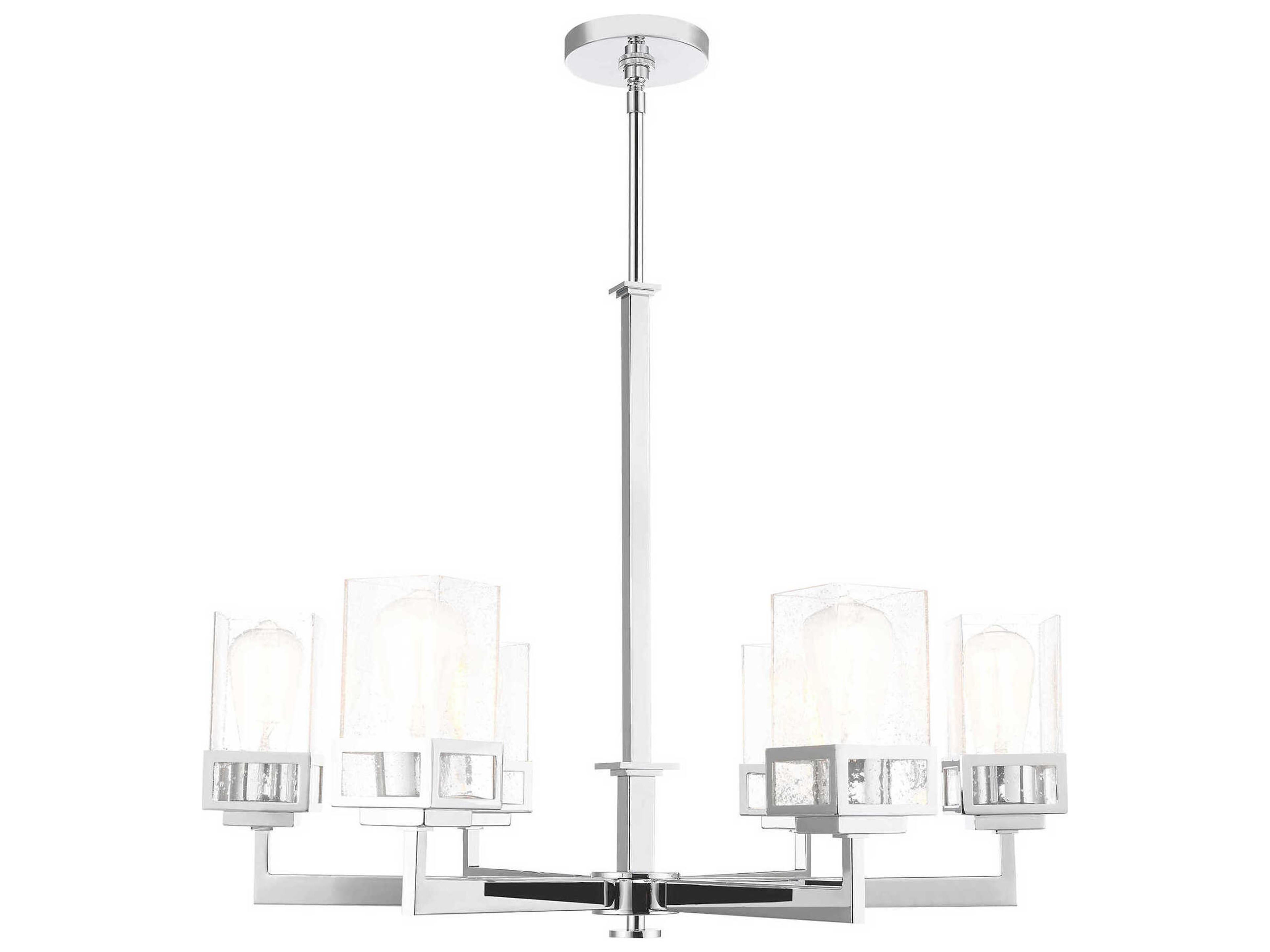 Livex Lighting Harding 6-Light Polished Chrome Glass Cylinder Chandelier
