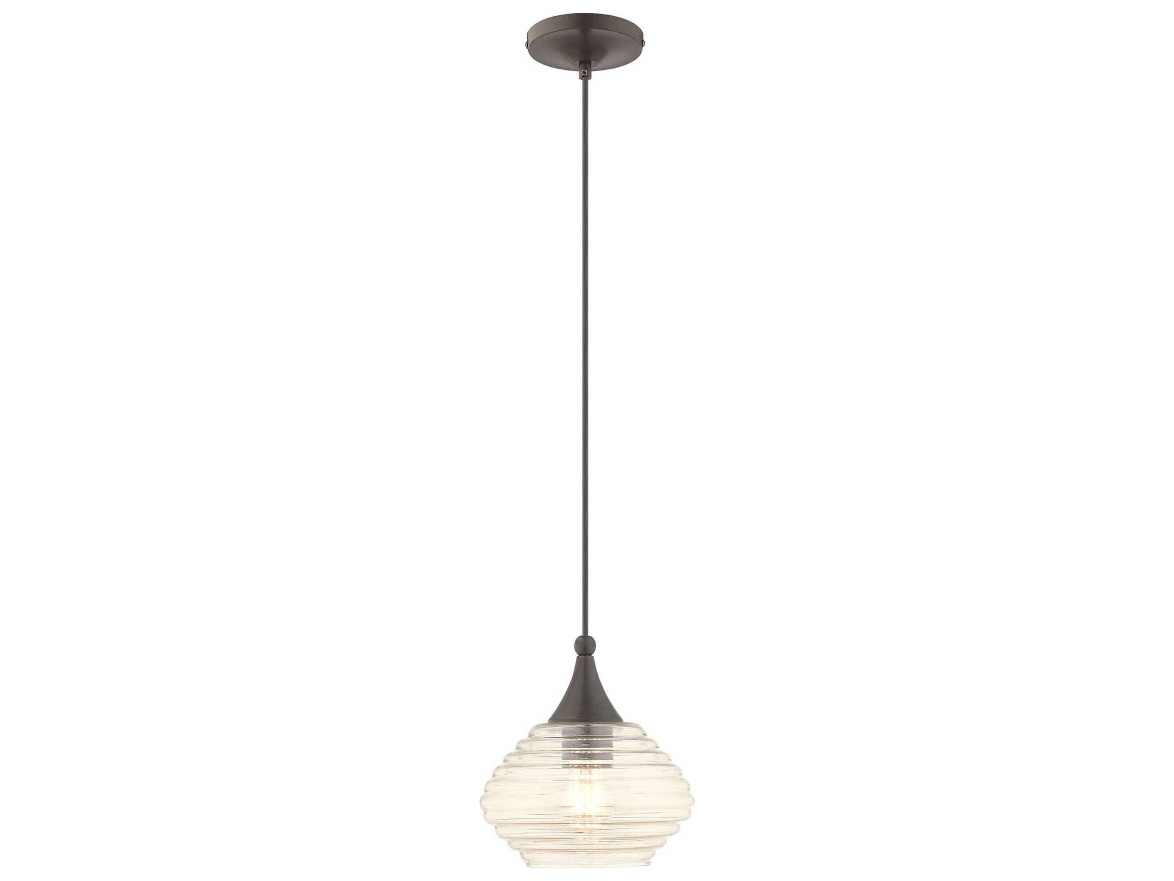 Livex Lighting Art Glass 1-Light English Bronze Clear Mini Pendant