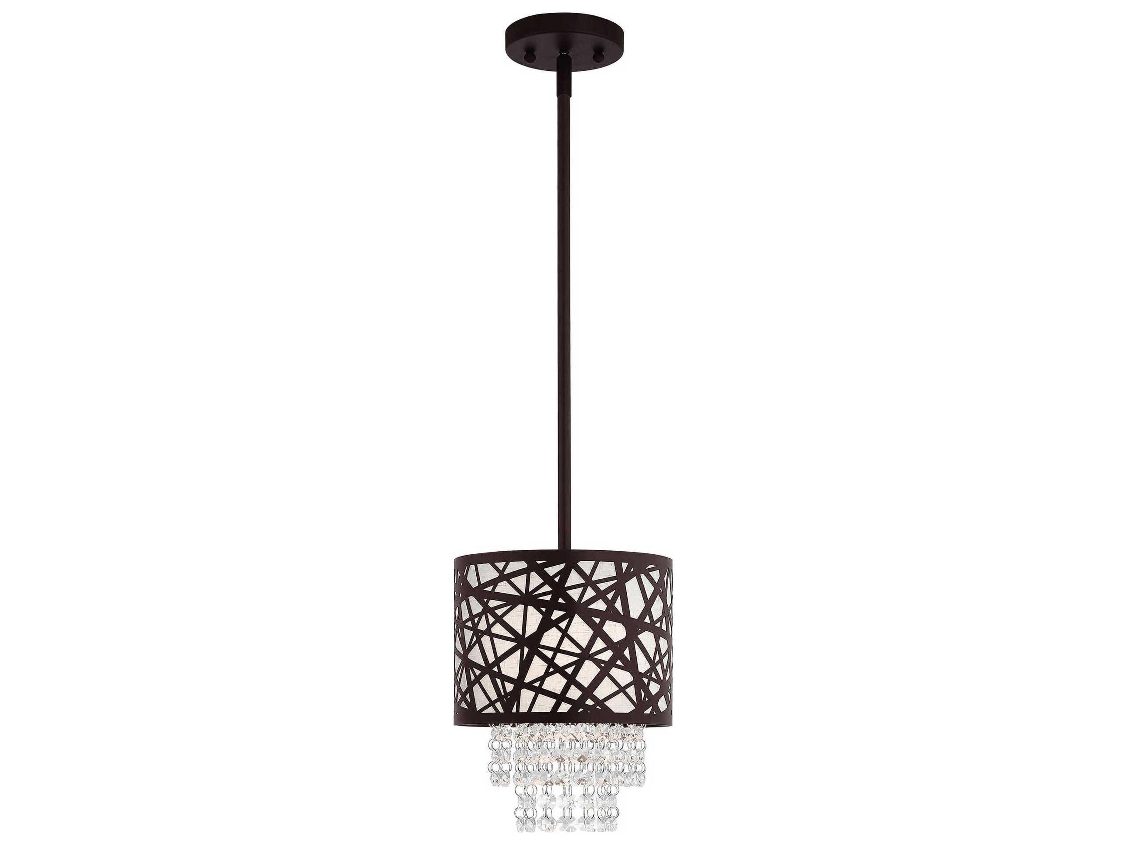 Livex Lighting Allendale 1-Light Bronze Crystal Drum Mini Pendant
