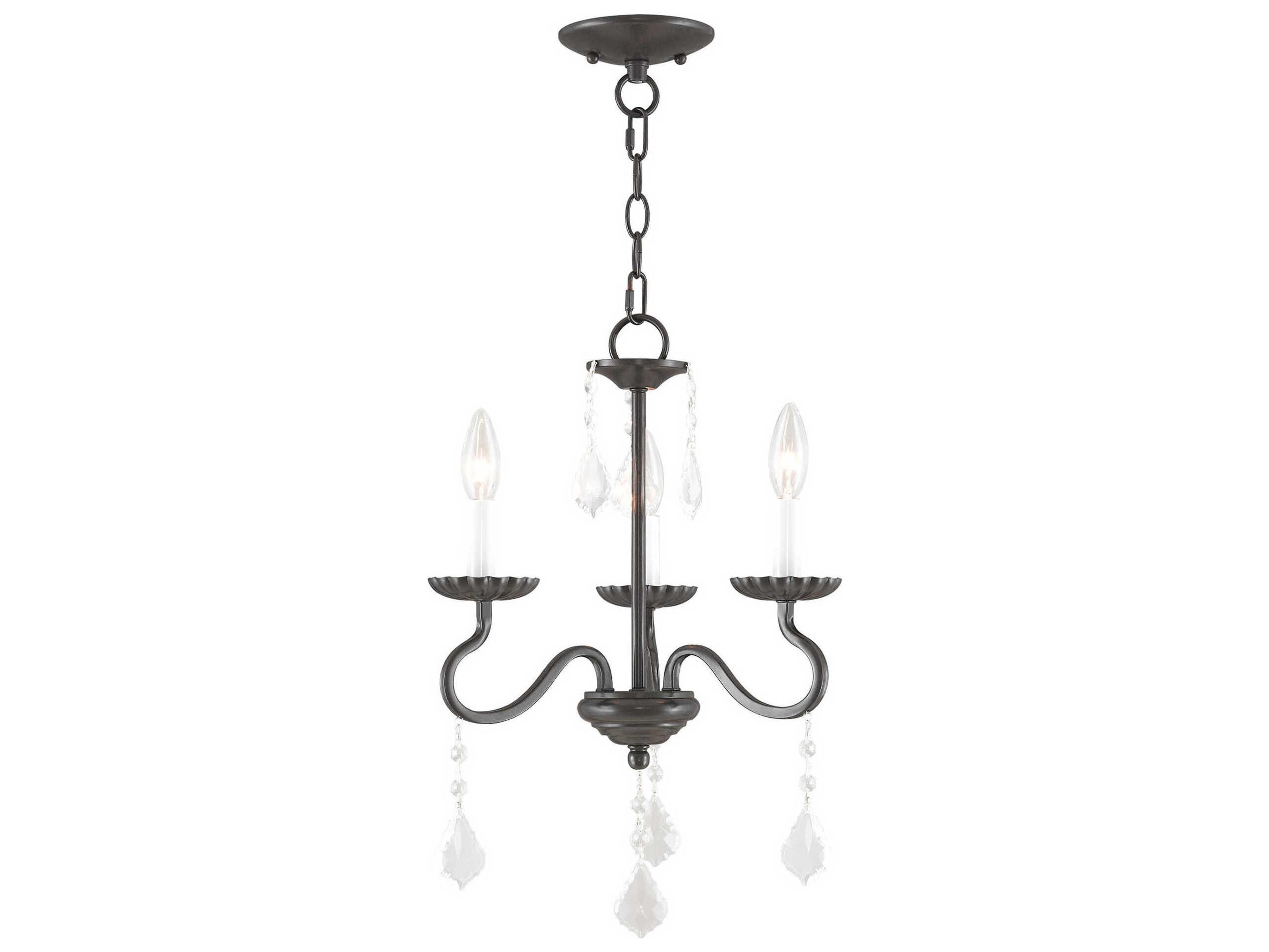 Livex Lighting Callisto 3-Light English Bronze Crystal Candelabra Chandelier