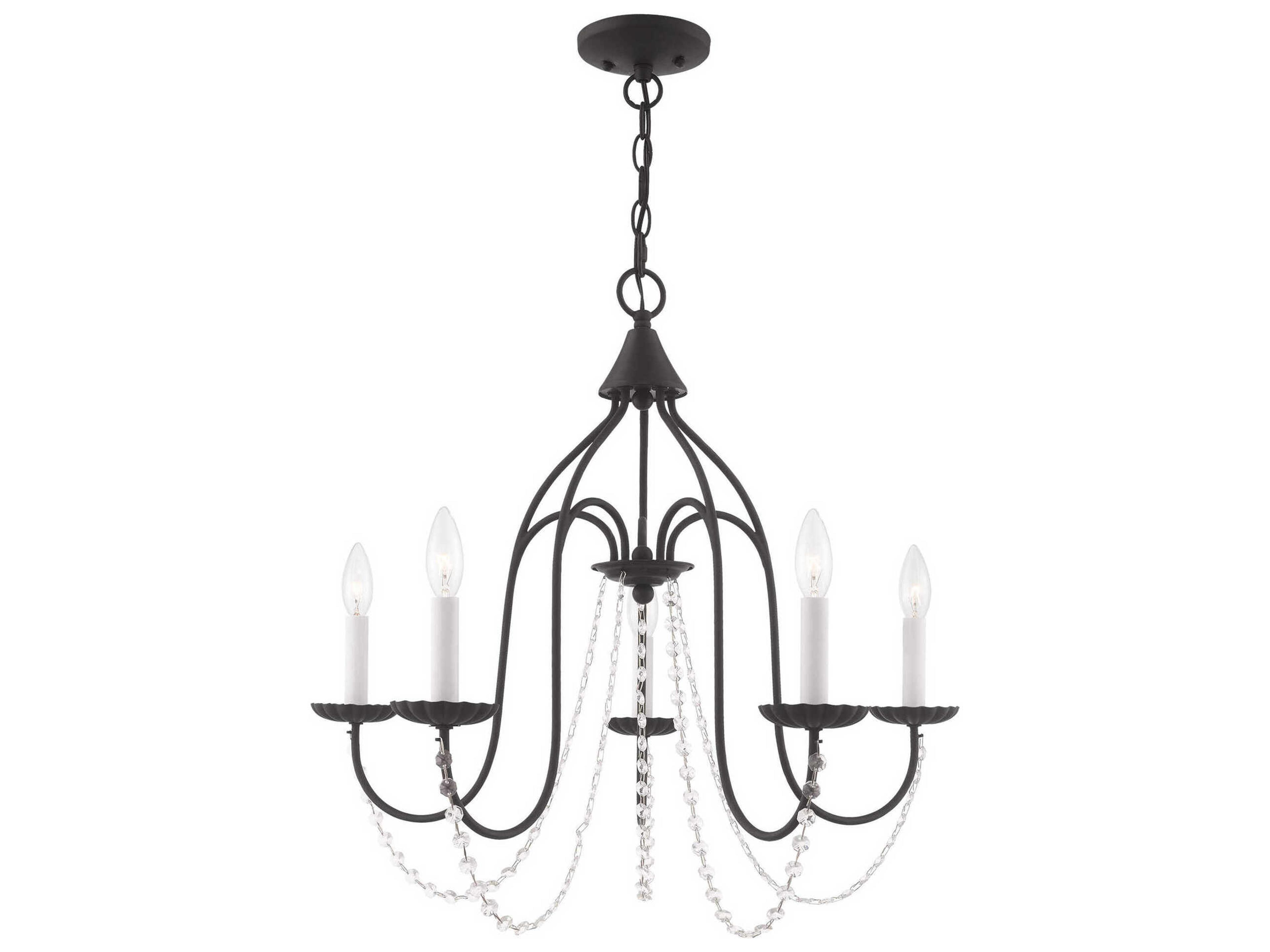 Livex Lighting Alessia 5-Light Black Crystal Candelabra Chandelier
