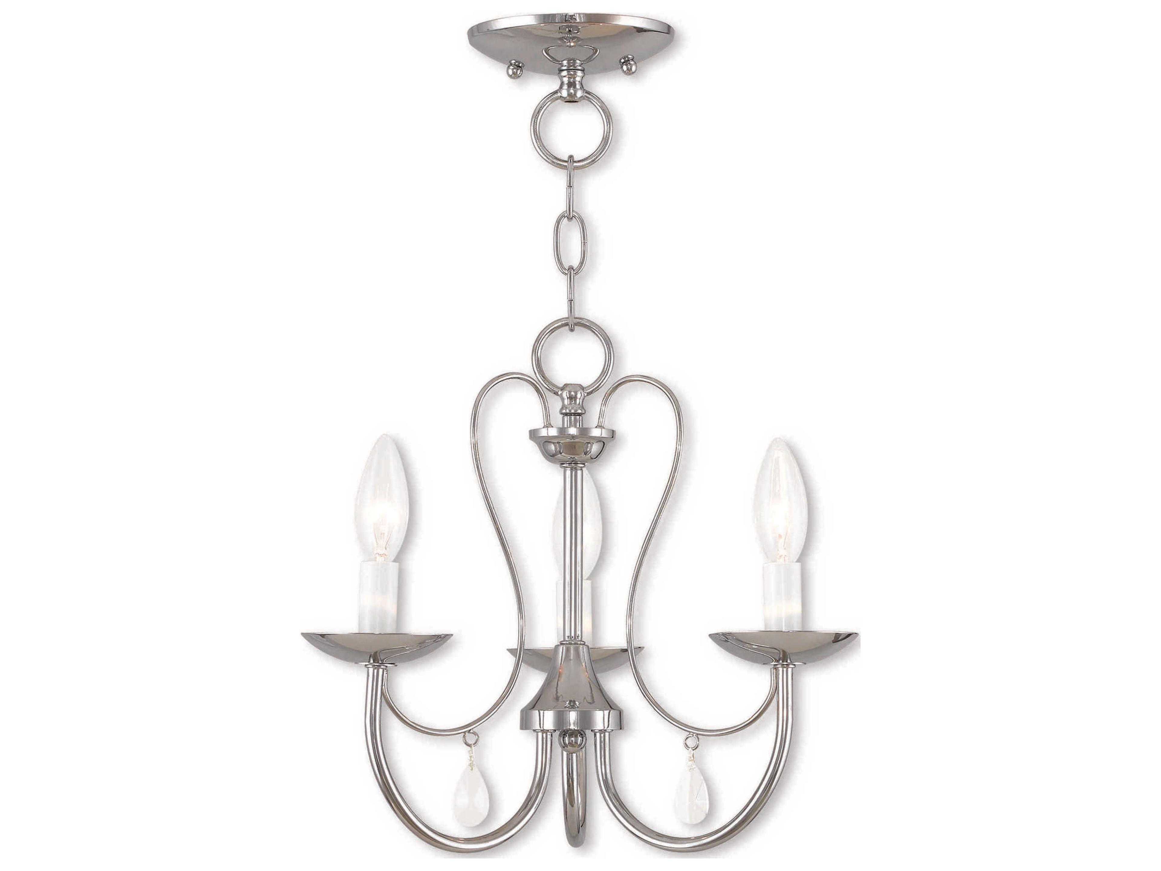 Livex Lighting Mirabella 3-Light Polished Chrome Crystal Candelabra Chandelier