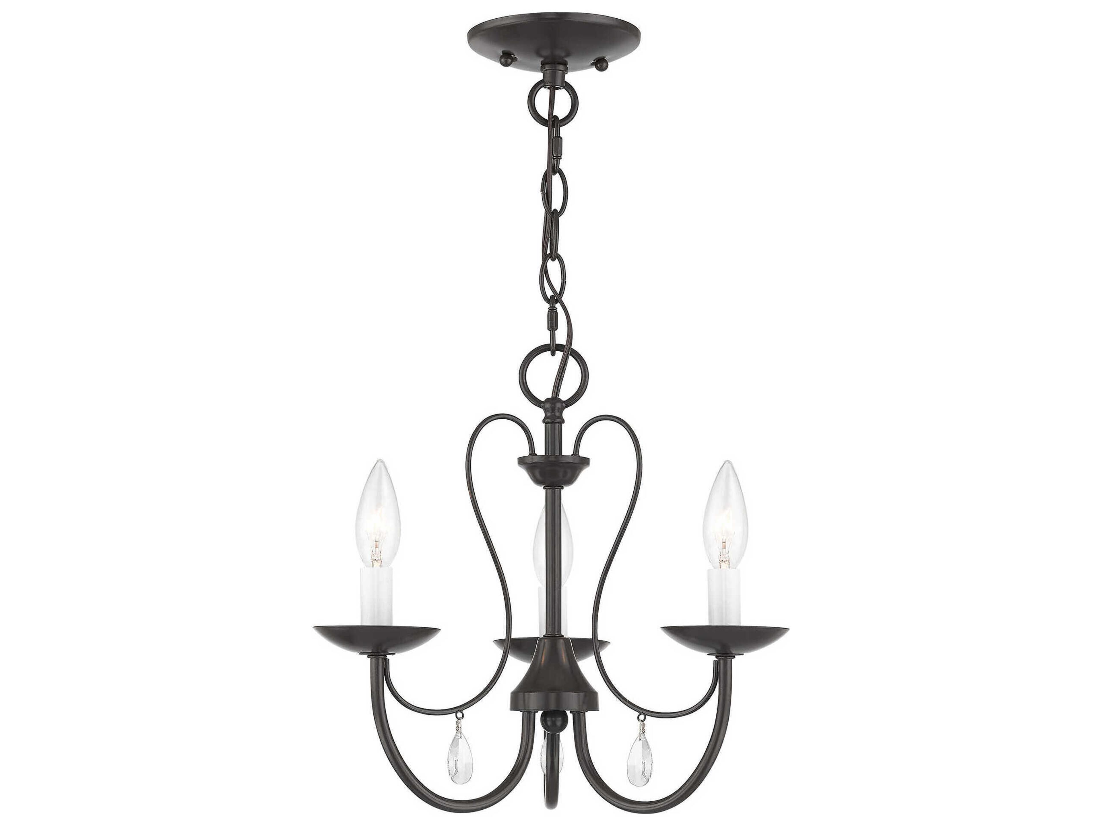 Livex Lighting Mirabella 3-Light English Bronze Crystal Candelabra Chandelier