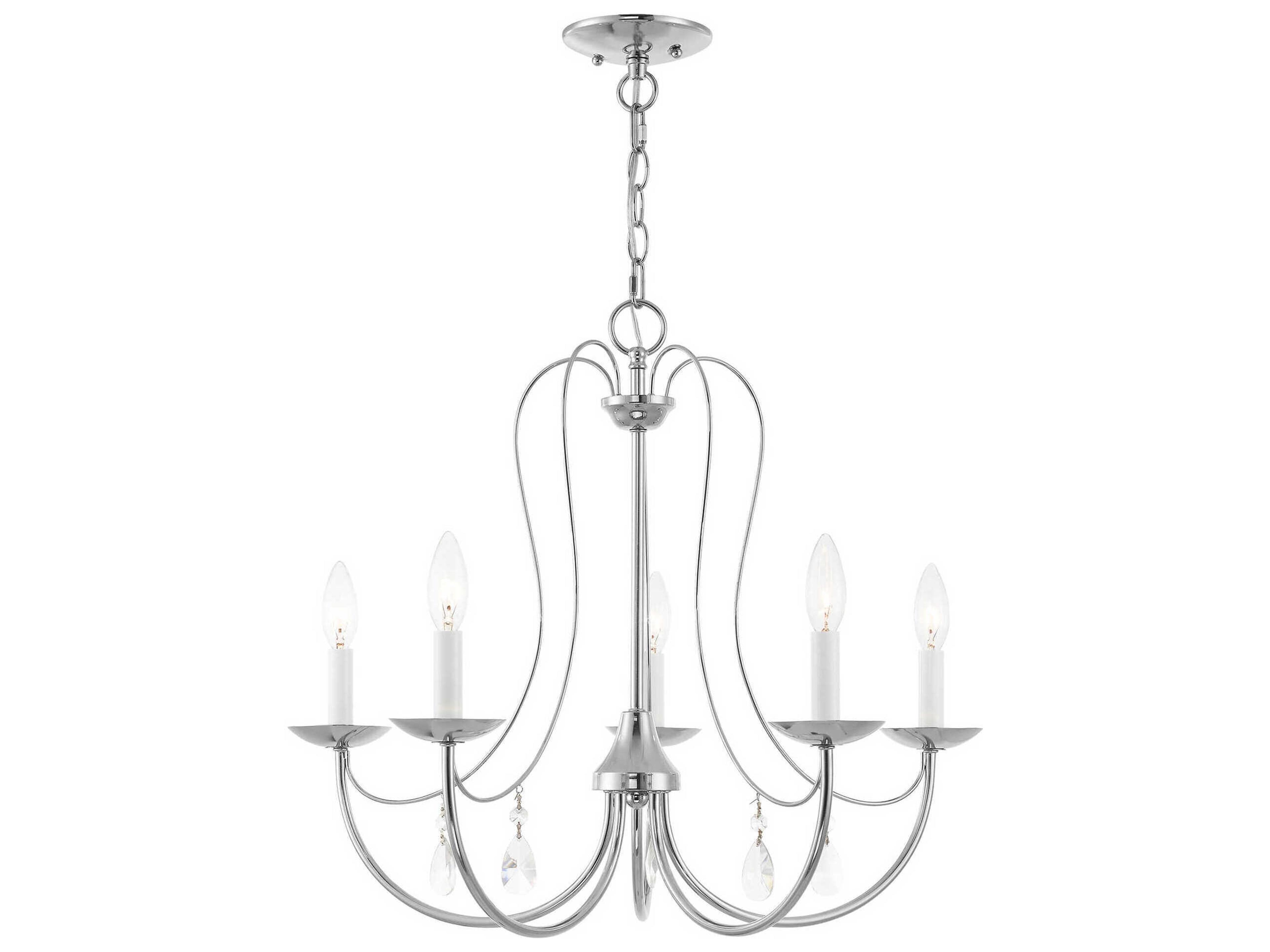 Livex Lighting Mirabella 5-Light Polished Chrome Crystal Candelabra Chandelier