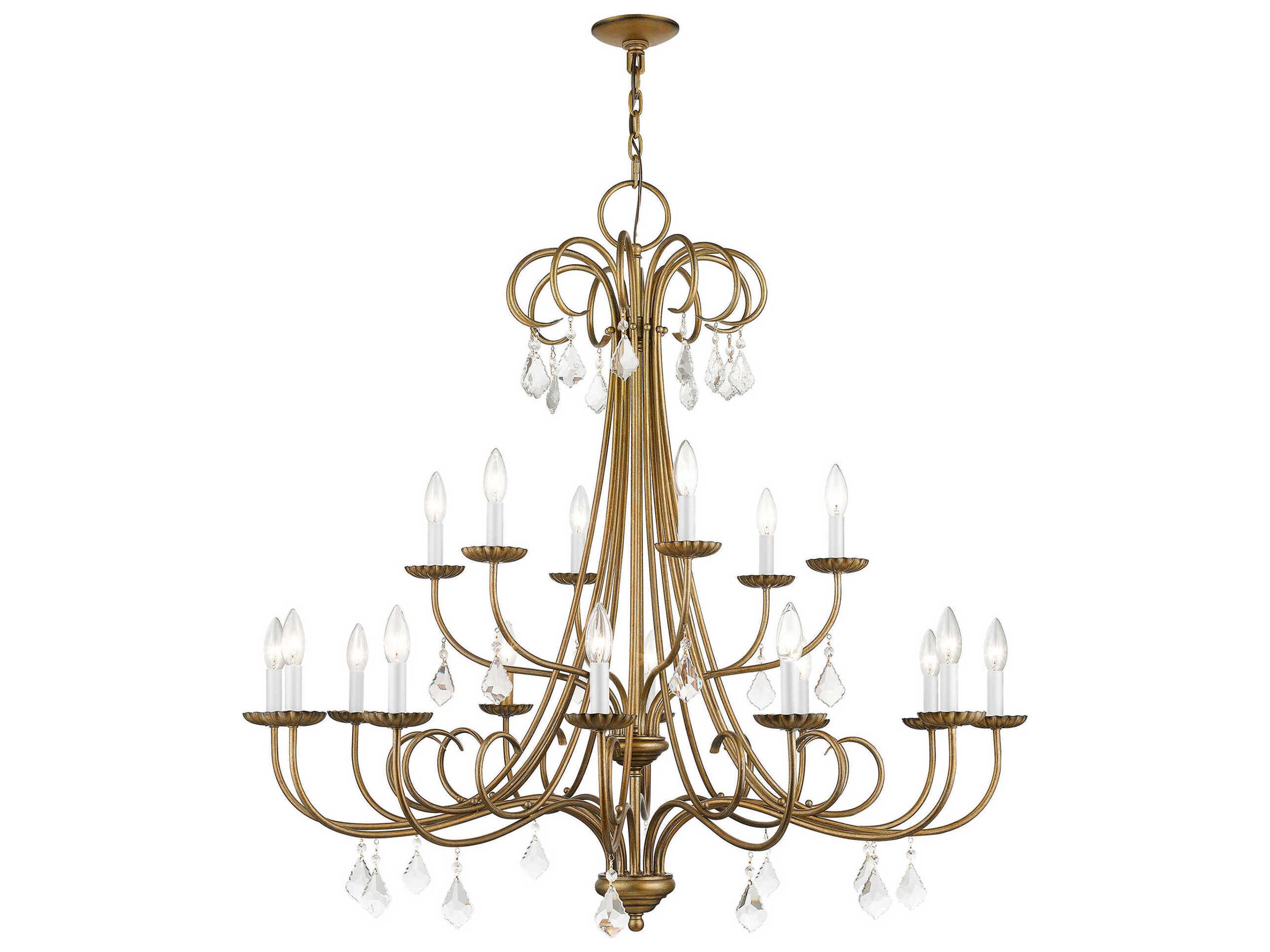 Livex Lighting Daphne 18-Light8-Light Antique Gold Leaf Crystal Candelabra Chandelier