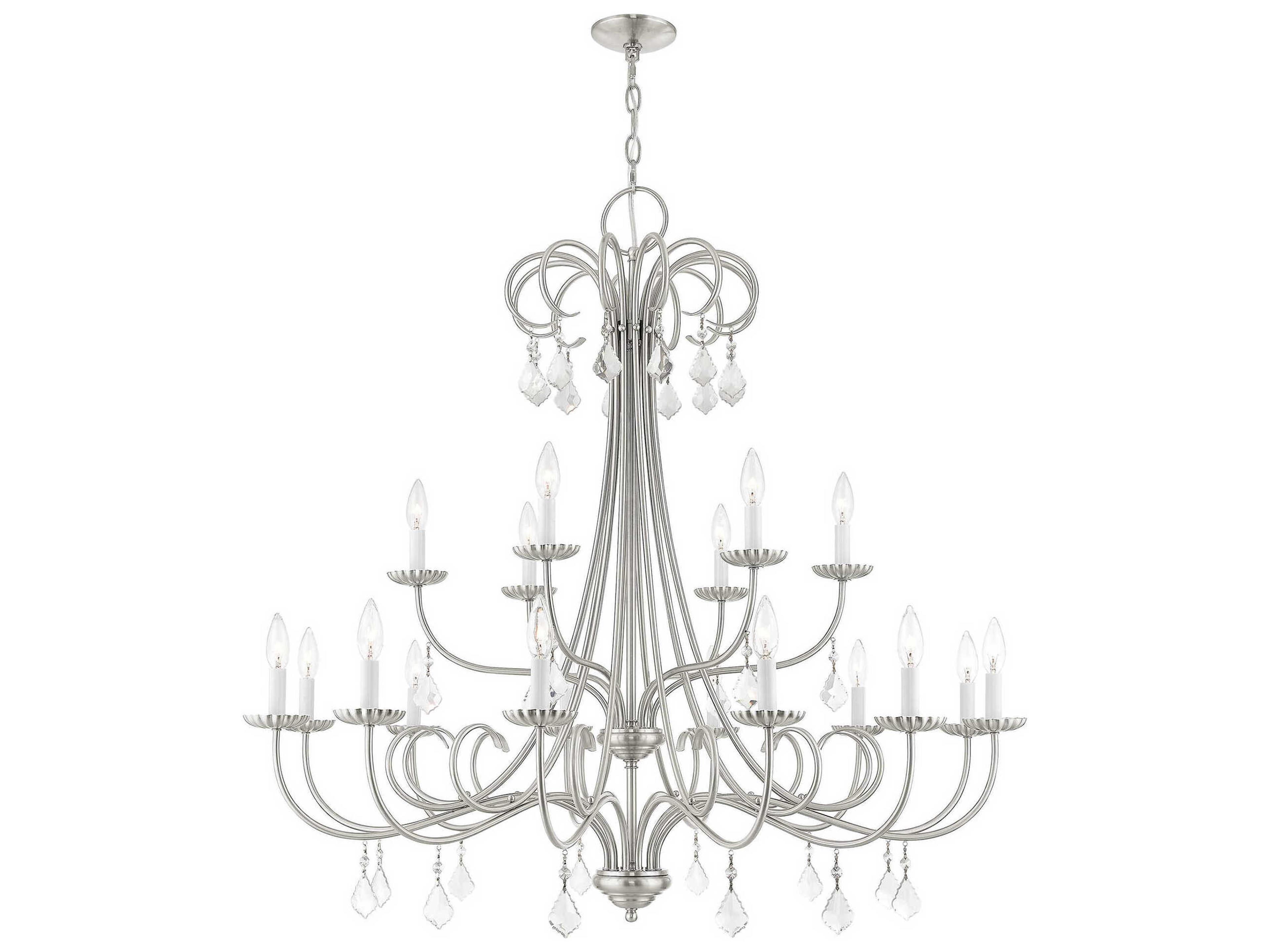 Livex Lighting Daphne 18-Light8-Light Brushed Nickel Crystal Candelabra Tiered Chandelier