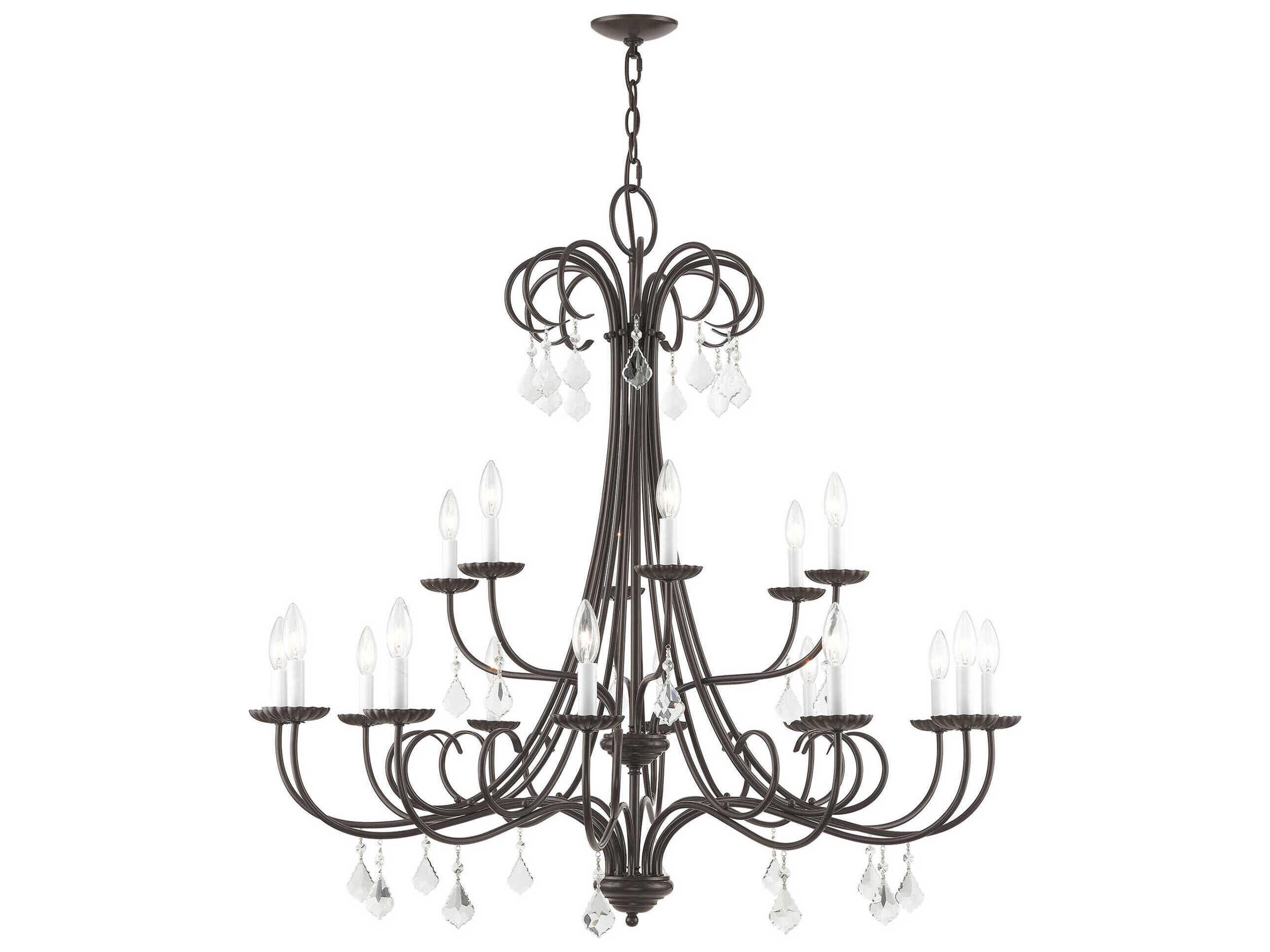 Livex Lighting Daphne 18-Light8-Light English Bronze Crystal Candelabra Tiered Chandelier
