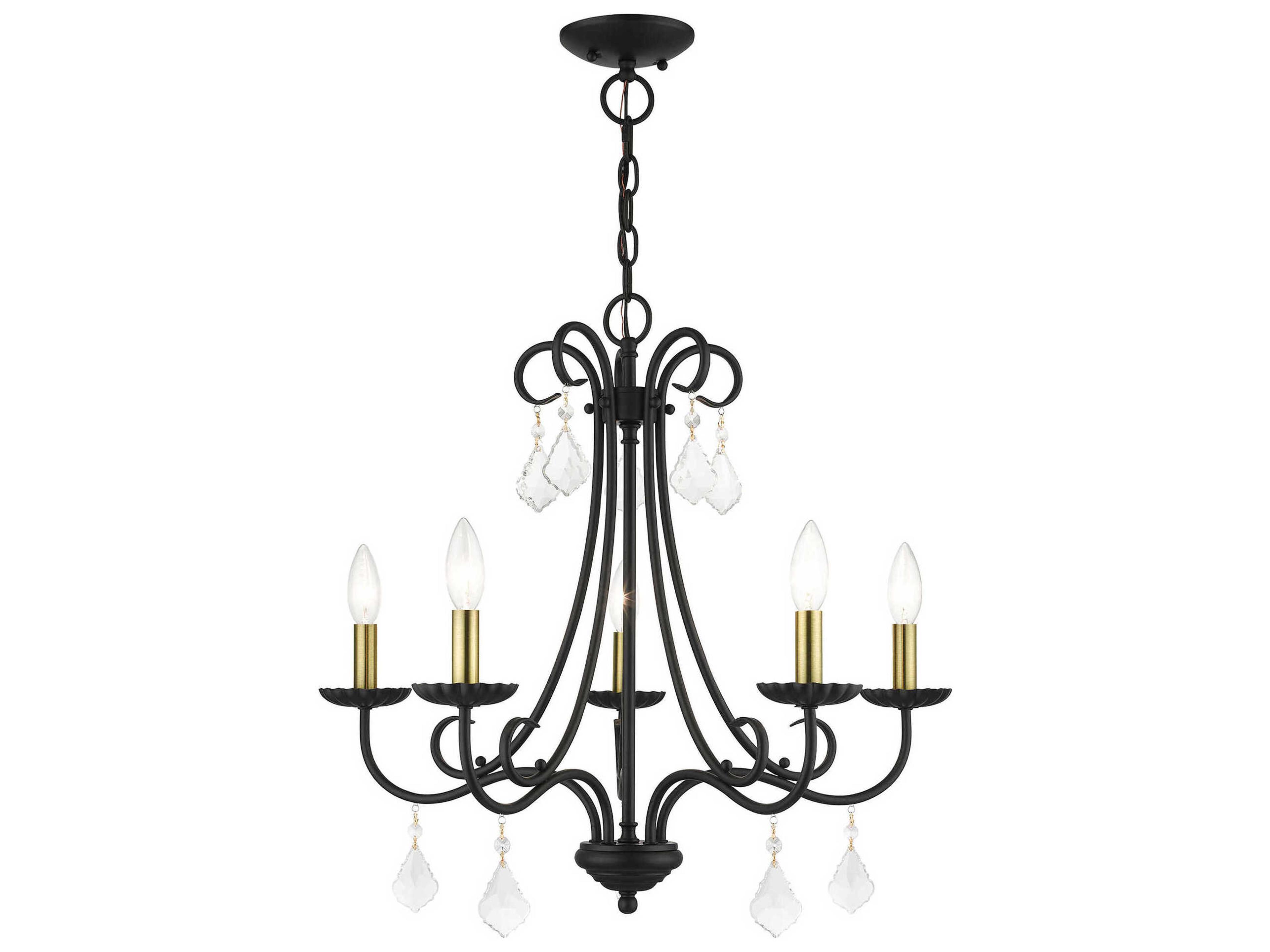 Livex Lighting Daphne 5-Light Black Antique Brass Crystal Candelabra Chandelier