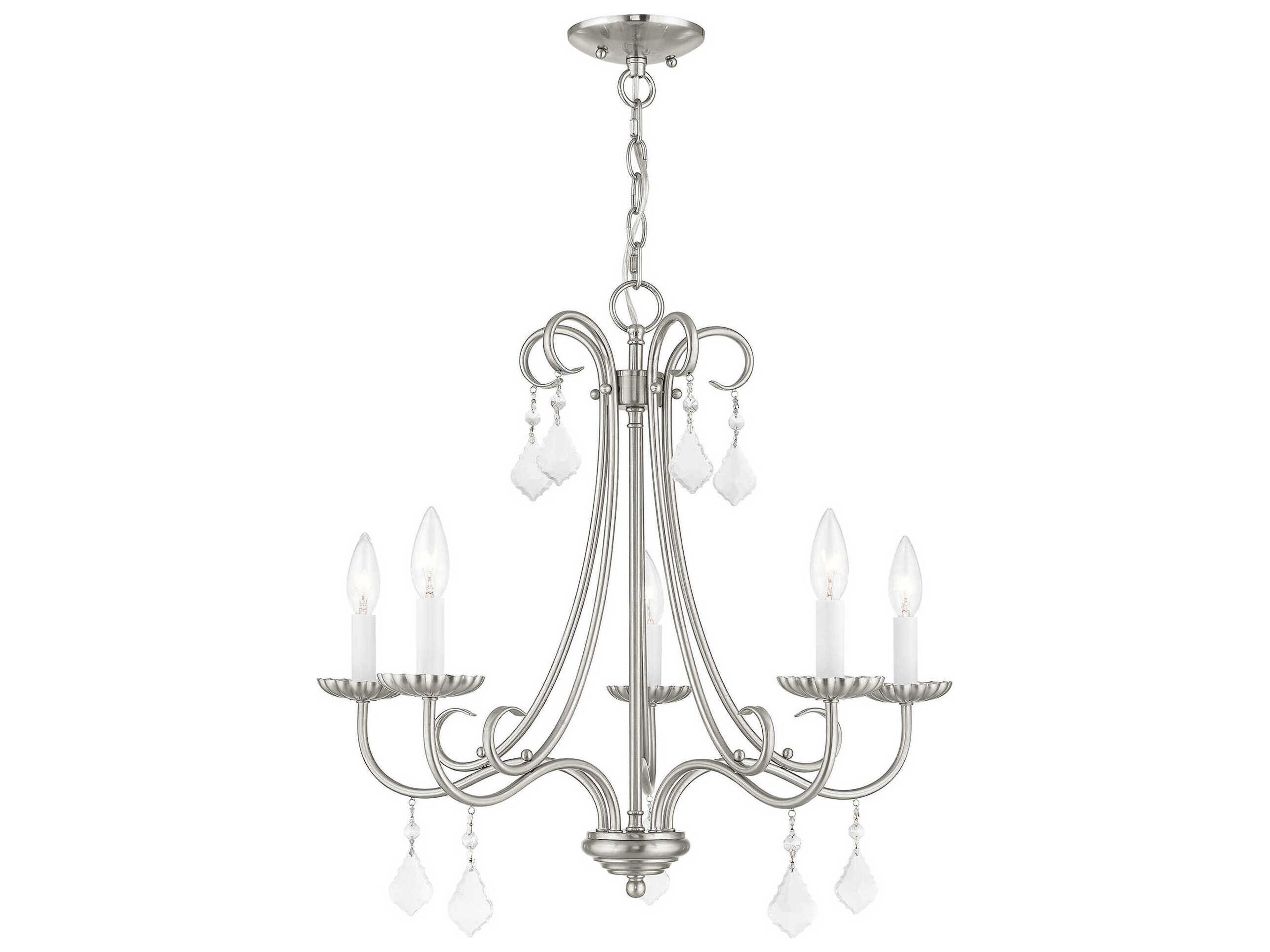 Livex Lighting Daphne 5-Light Brushed Nickel Crystal Candelabra Chandelier