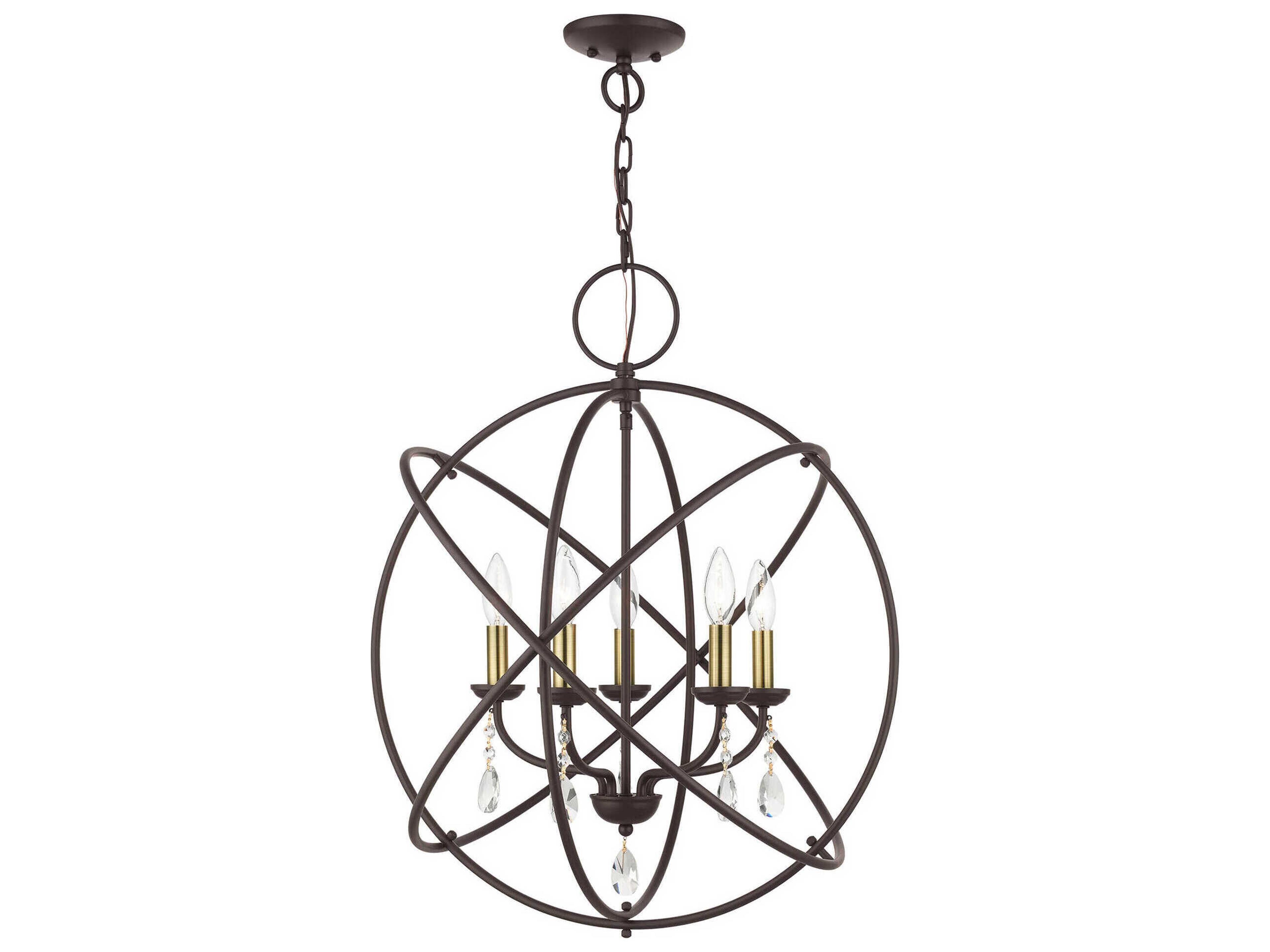 Livex Lighting Aria 5-Light Bronze Crystal Candelabra Geometric Chandelier