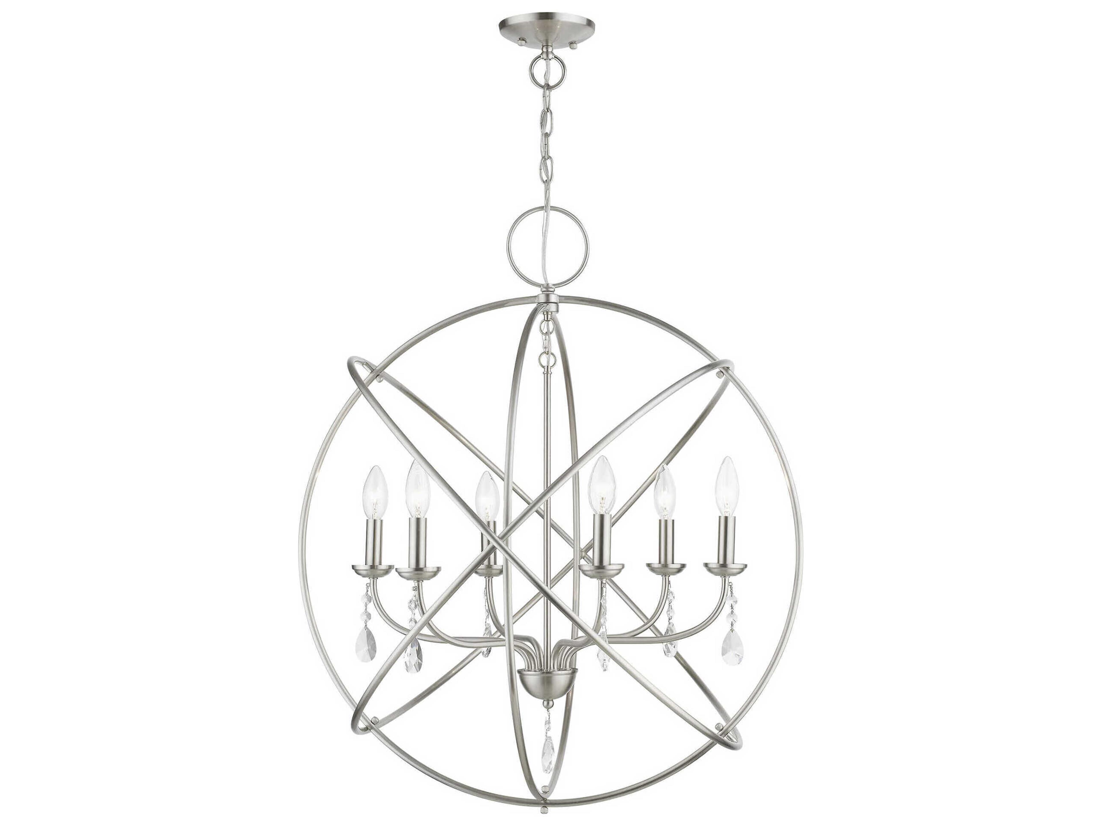 Livex Lighting Aria 6-Light Brushed Nickel Crystal Candelabra Chandelier