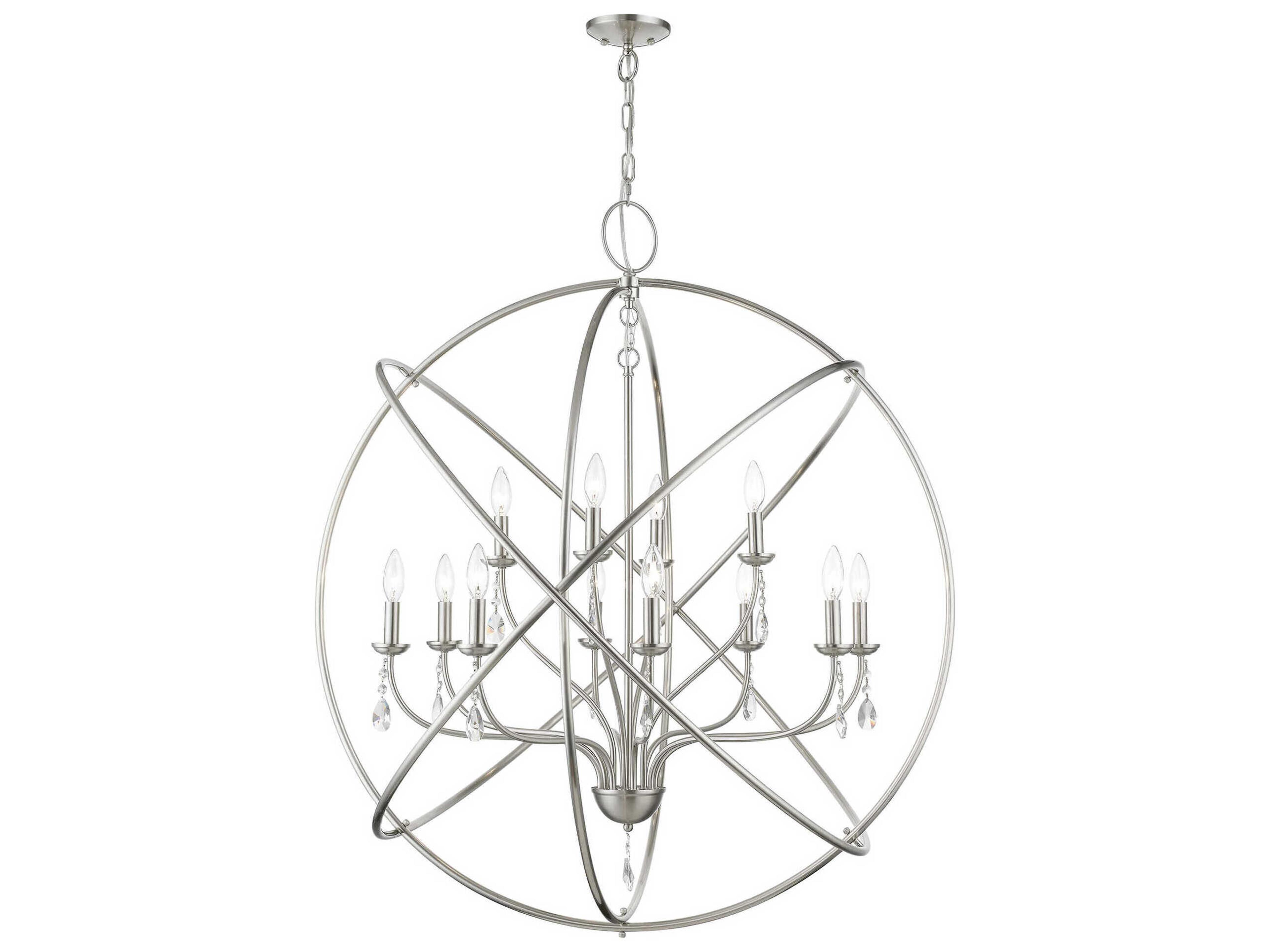 Livex Lighting Aria 12-Light Brushed Nickel Crystal Candelabra Chandelier