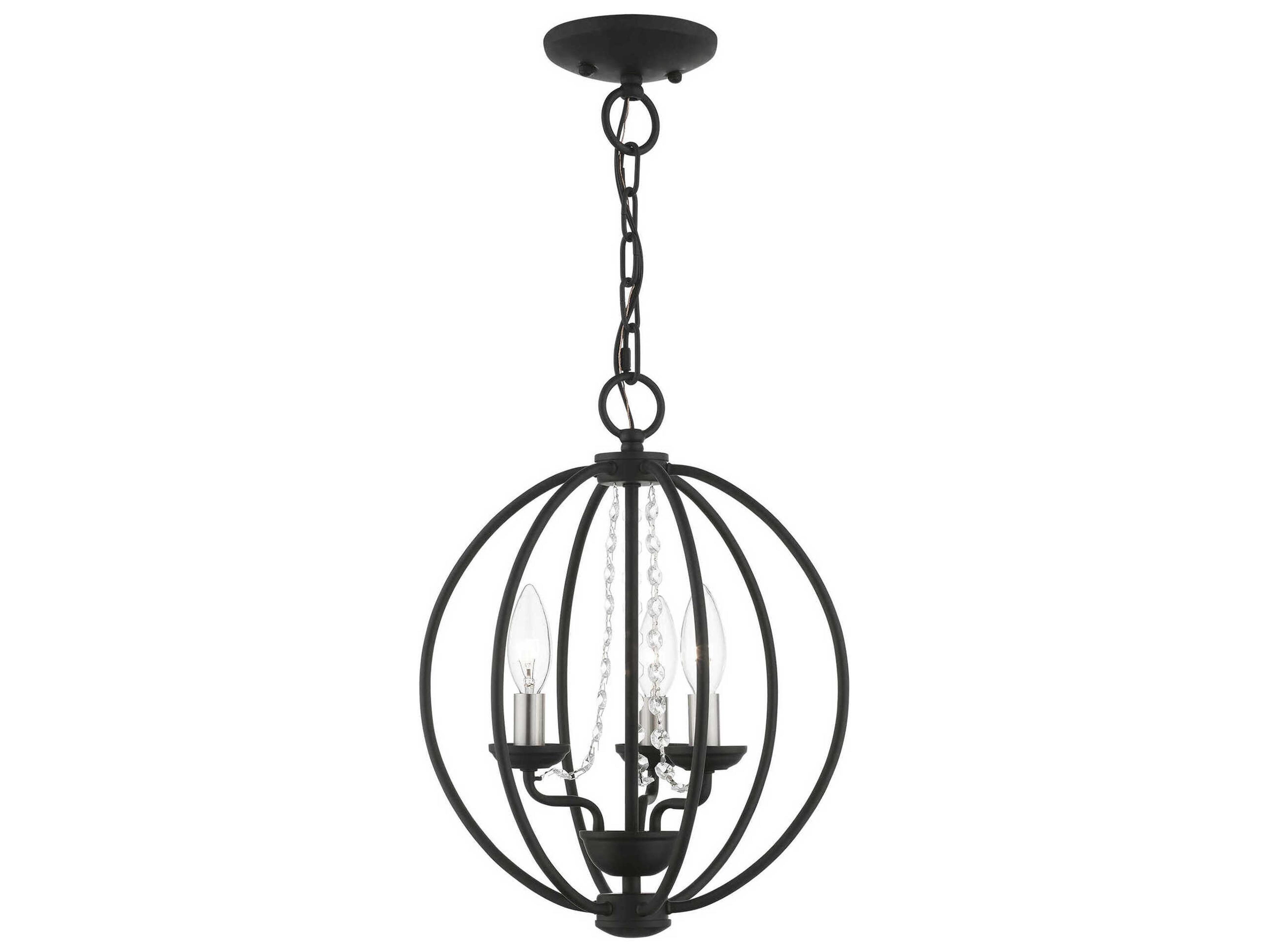 Livex Lighting Arabella 3-Light Black Brushed Nickel Crystal Candelabra Chandelier
