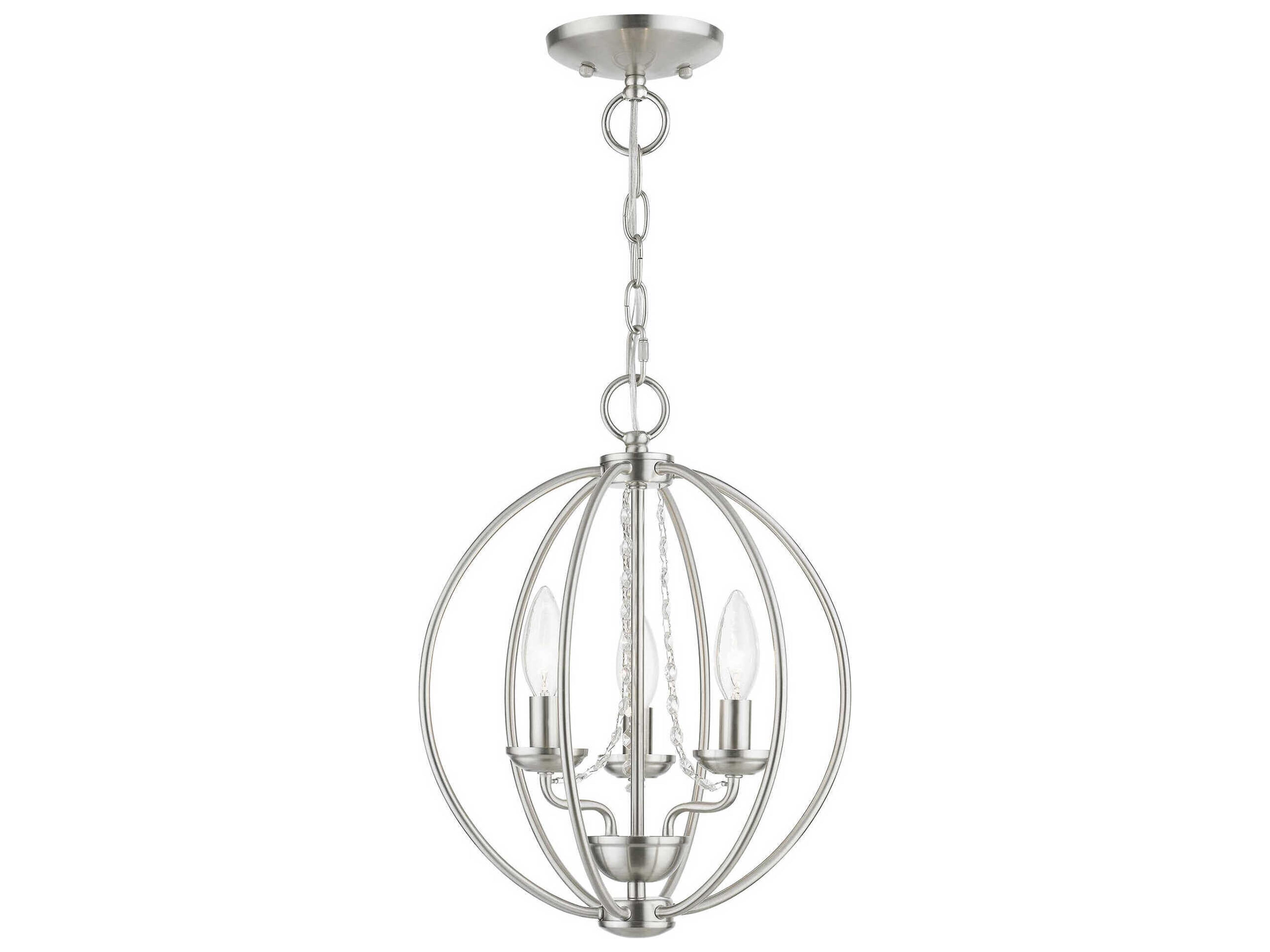 Livex Lighting Arabella 3-Light Brushed Nickel Crystal Candelabra Chandelier