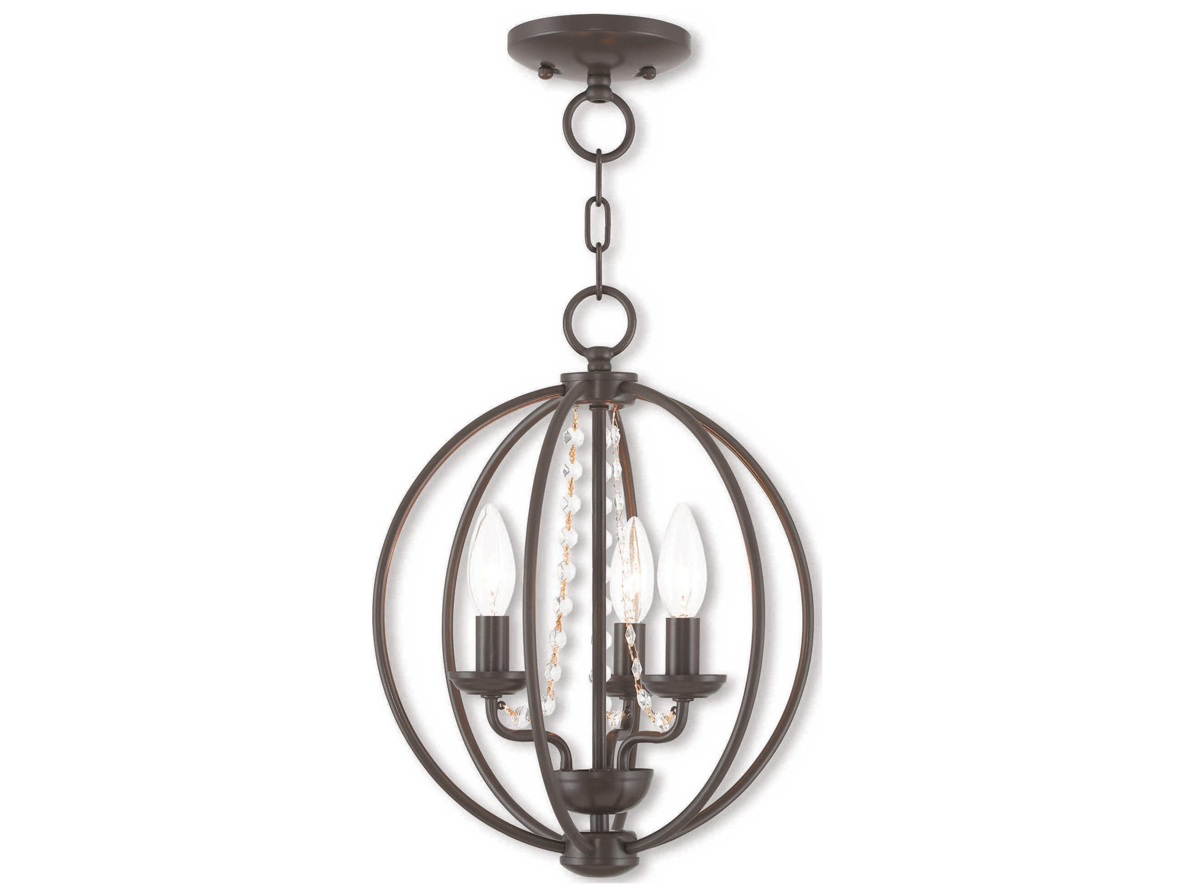 Livex Lighting Arabella 3-Light English Bronze Crystal Candelabra Chandelier