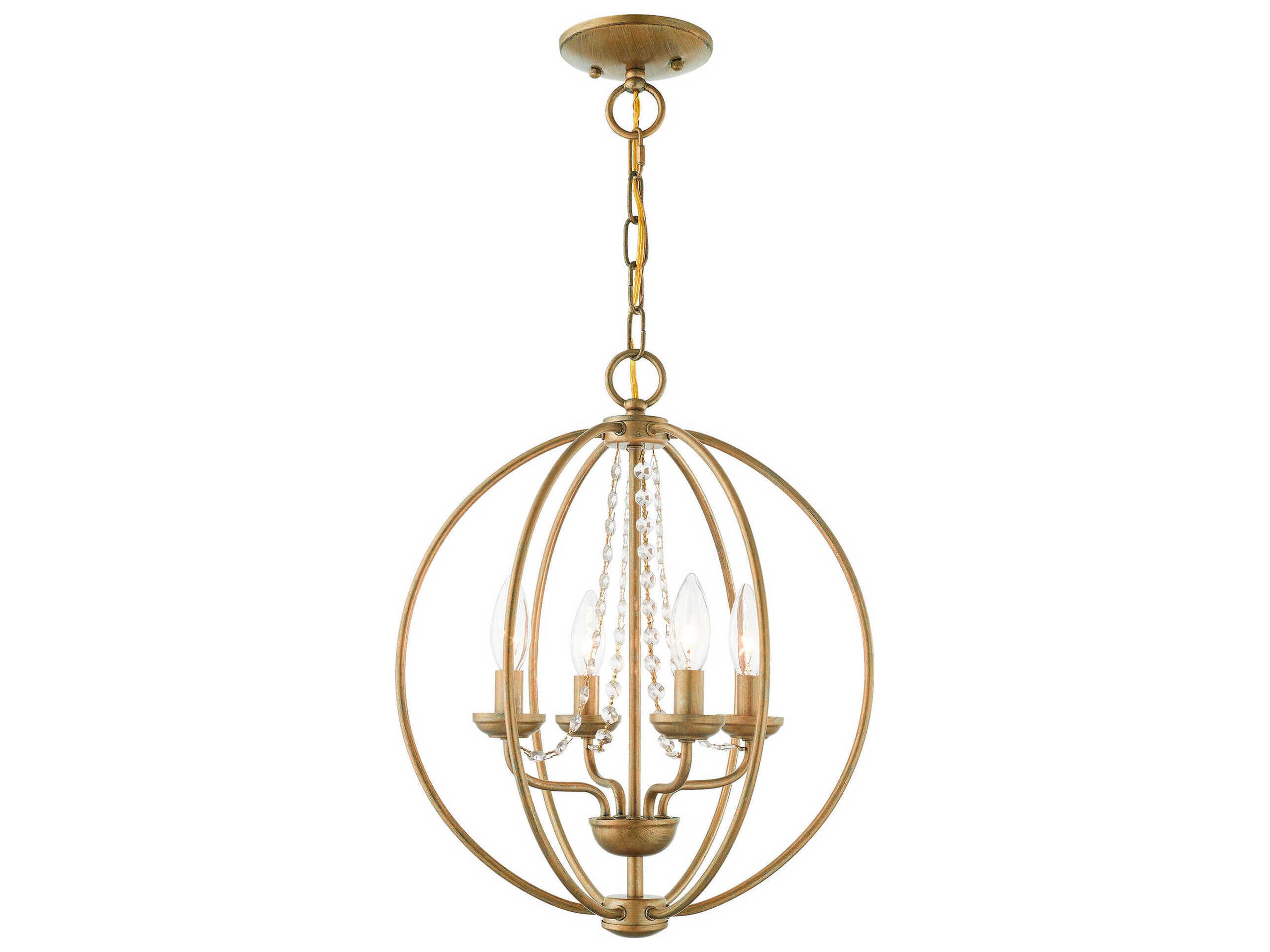 Livex Lighting Arabella 4-Light Antique Gold Leaf Crystal Candelabra Chandelier